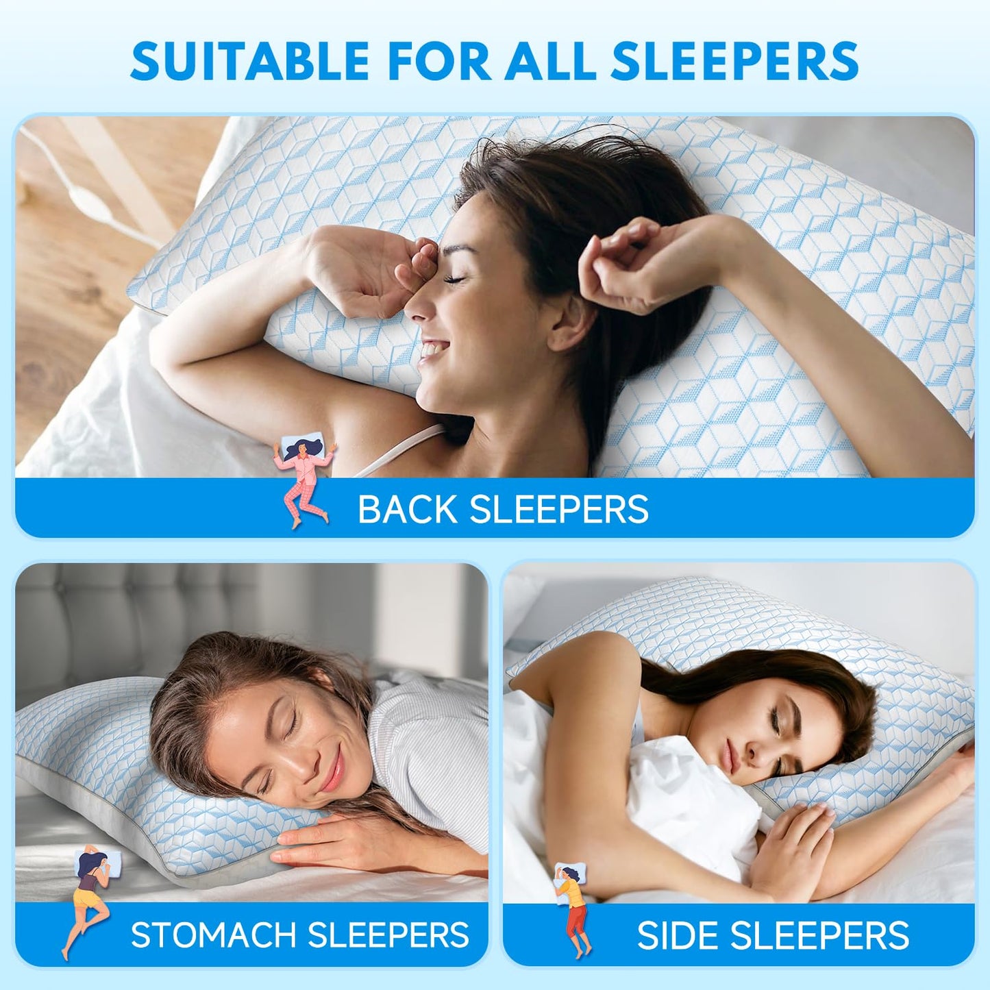HEYCUZI Pillows Queen Size 2 Pack for Sleeping - Hotel Pillows Premium Down Alternative Bed Cooling Pillow for Side, Back, and Stomach Sleepers, Fluffy Soft Microfiber Fill Breathable Skin-Friendly