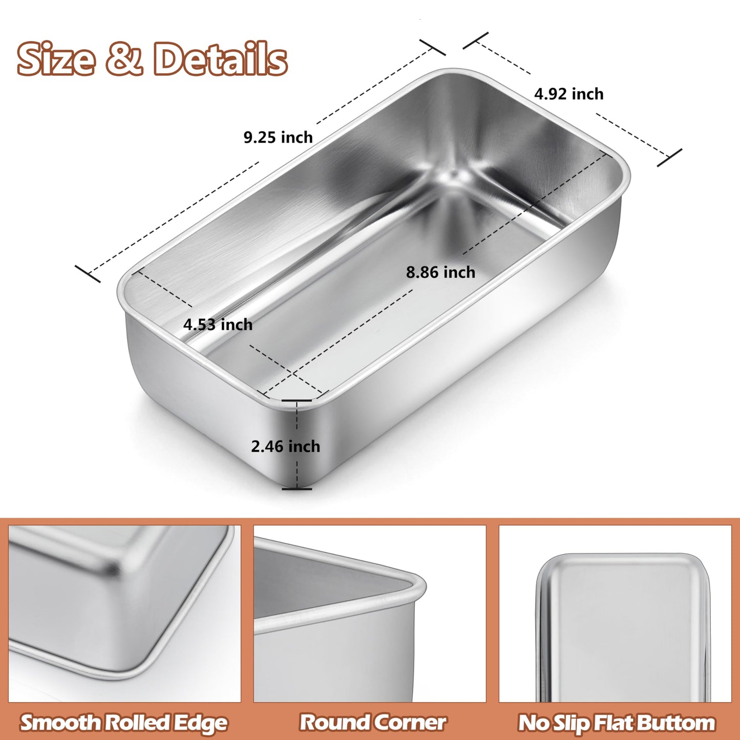 LIANYU Bread Loaf Pans Set of 12, 9x5 Inch Stainless Steel Bread Baking Pans for Homemade Sourdough, Sandwich, Meatloaf, Easy Release & Dishwasher Safe