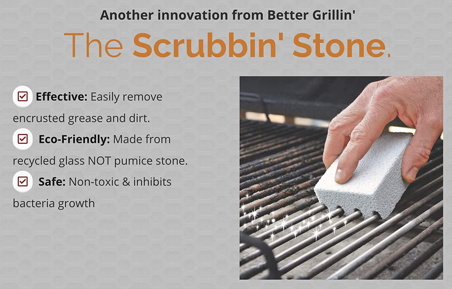 Better Grillin Scrubbin Stone Grill Cleaner-Scouring Brick/Barbecue Grill Brush/Barbecue Cleaner for BBQ, Griddle, 12pk