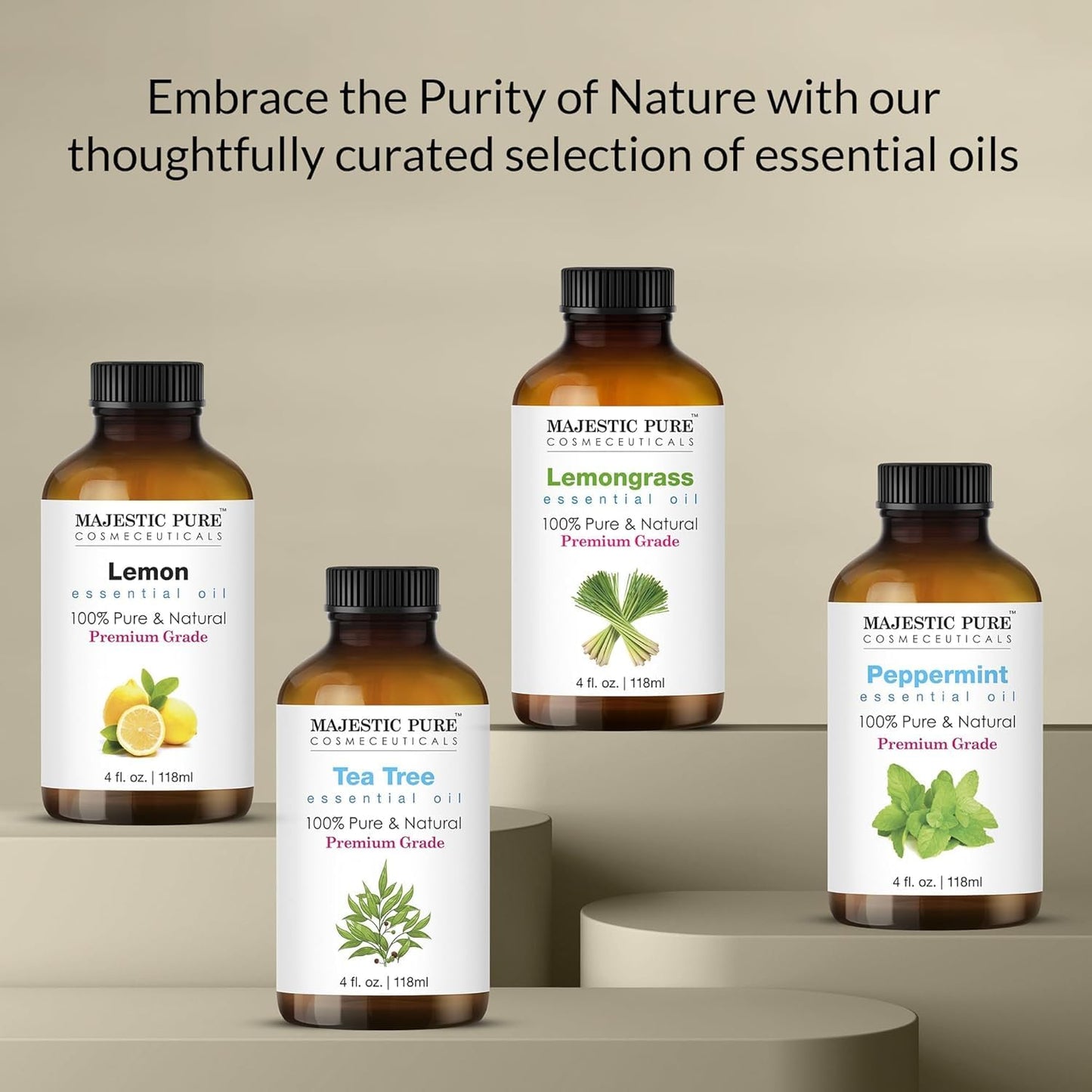Majestic Pure Eucalyptus Essential Oil - Huge 118 ml (Set of 2) - 100% Pure and Natural Oil for Soap Making Scent- Premium Grade with Glass Dropper