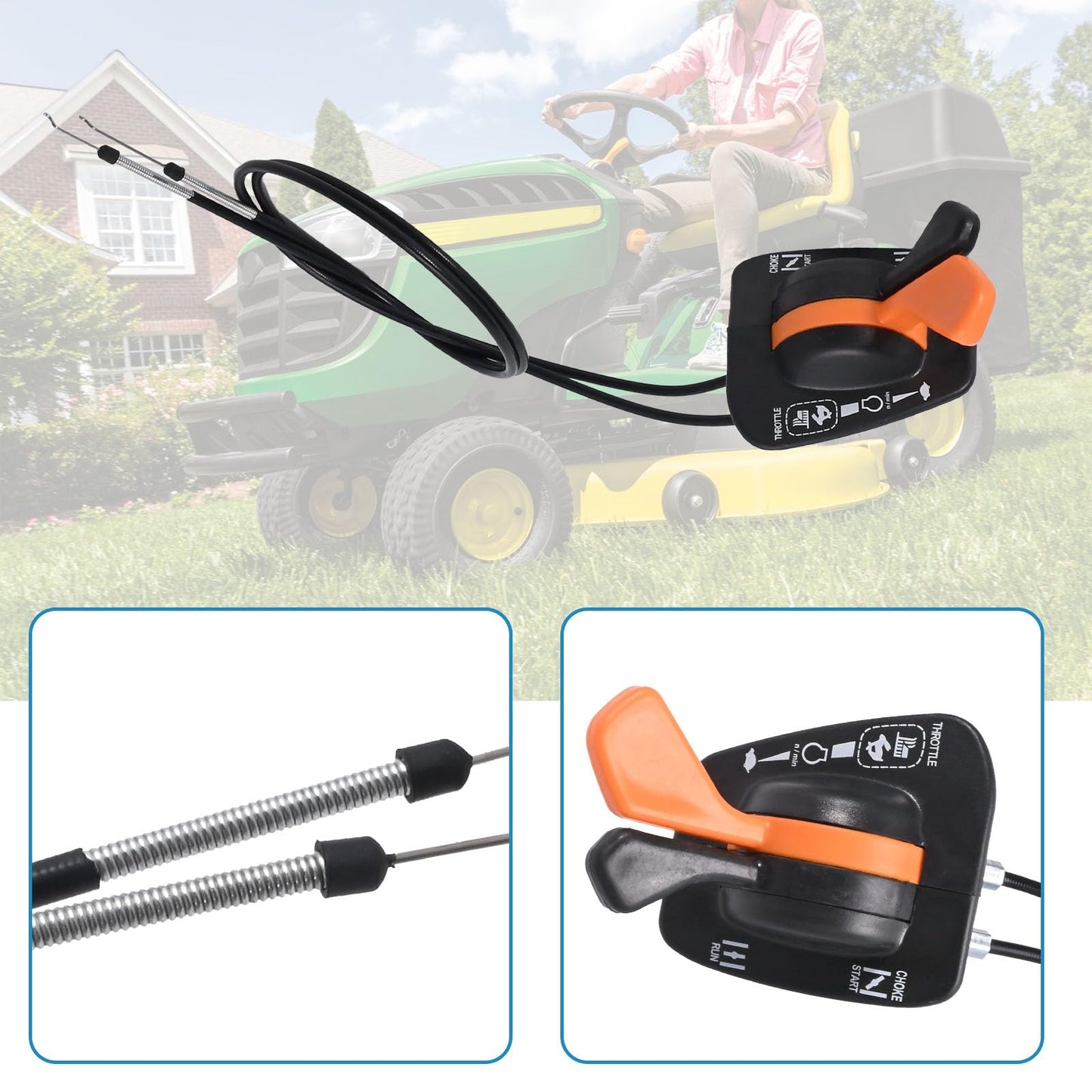 Anxingo GY20948 Throttle Choke Cable Replacement for John Deere 125 135 145 155C 190C LA145 LA165 LA135 LA120 LA130 LA140 LA150 X140 LA155 LA175 Twin Handle Control