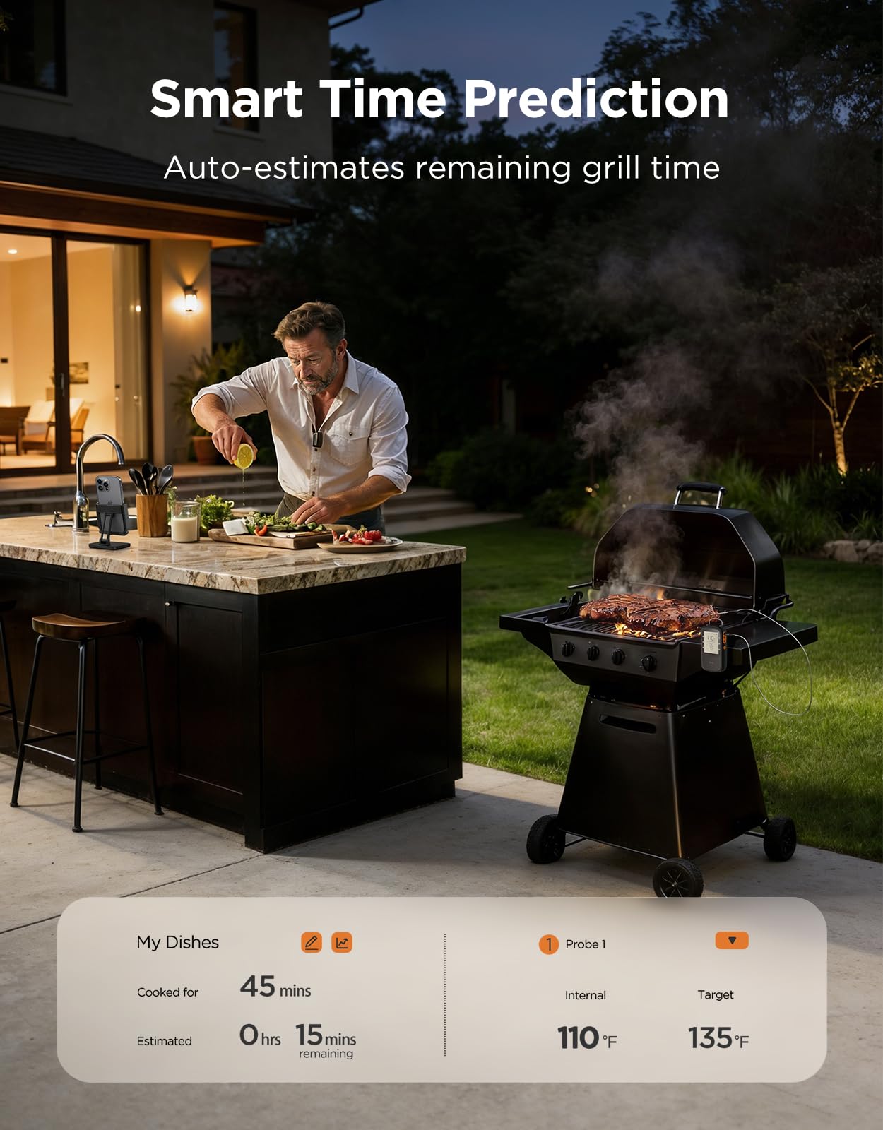 Govee Bluetooth Meat Thermometer Digital, Wireless Meat Thermometer for Smoker Grill, Oven Thermometer with 2 Probes, Timer & Alerts, Smart LCD Backlight BBQ Thermometer for Cooking Turkey Fish Beef