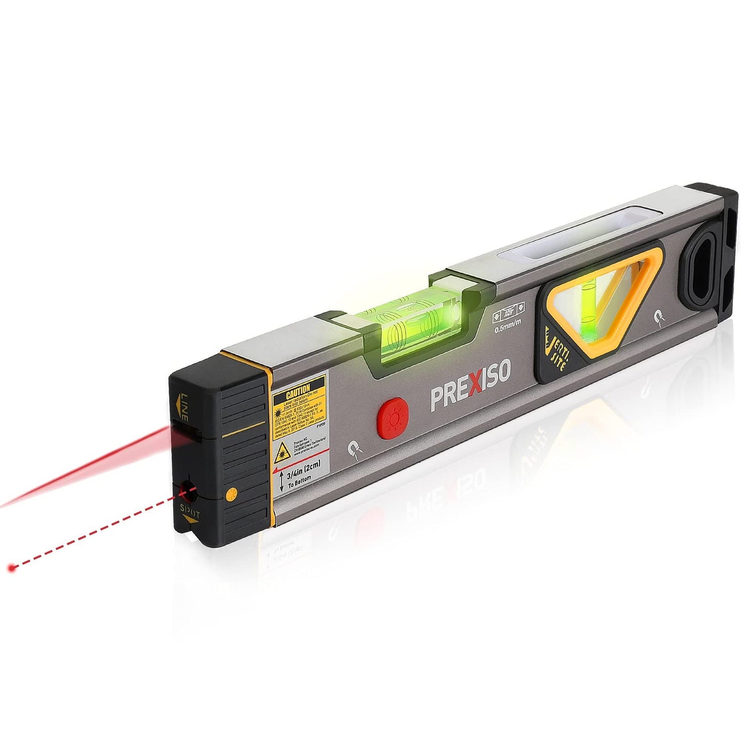 PREXISO 2-in-1 Laser Level Tool with Light, 100 Ft Alignment Point & 30 Ft Leveling Line, Magnetic Laser Spirit Level for Construction Picture Hanging Wall Writing Painting Home Renovation