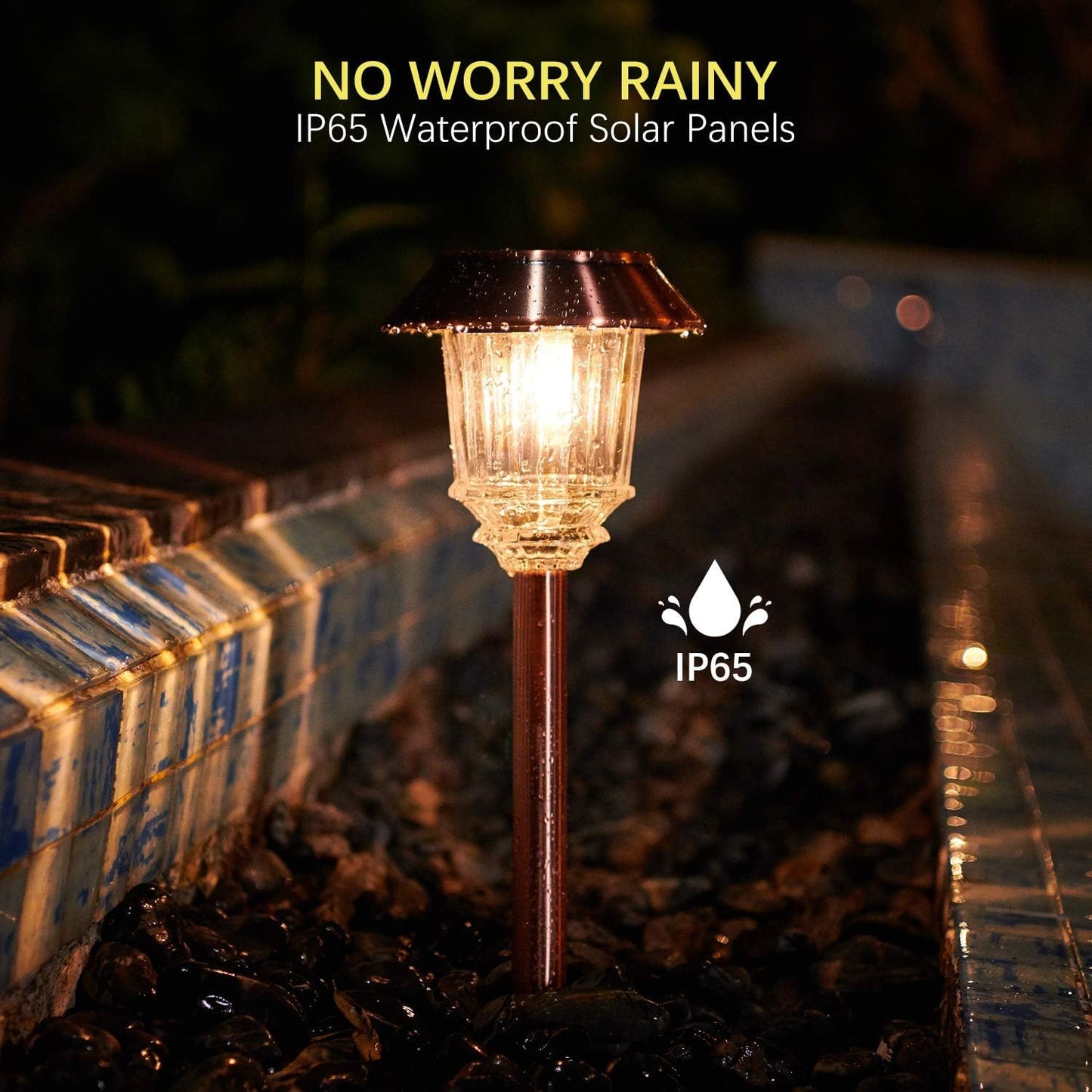XMCOSY+ Solar Lights Outdoor, Solar Garden Outdoor Waterproof IP65, 10-40 LM Dimmable Auto On/Off Warm White Pathway Lights, Solar Powered Landscape Lighting for Walkway Driveway (4 Pack)
