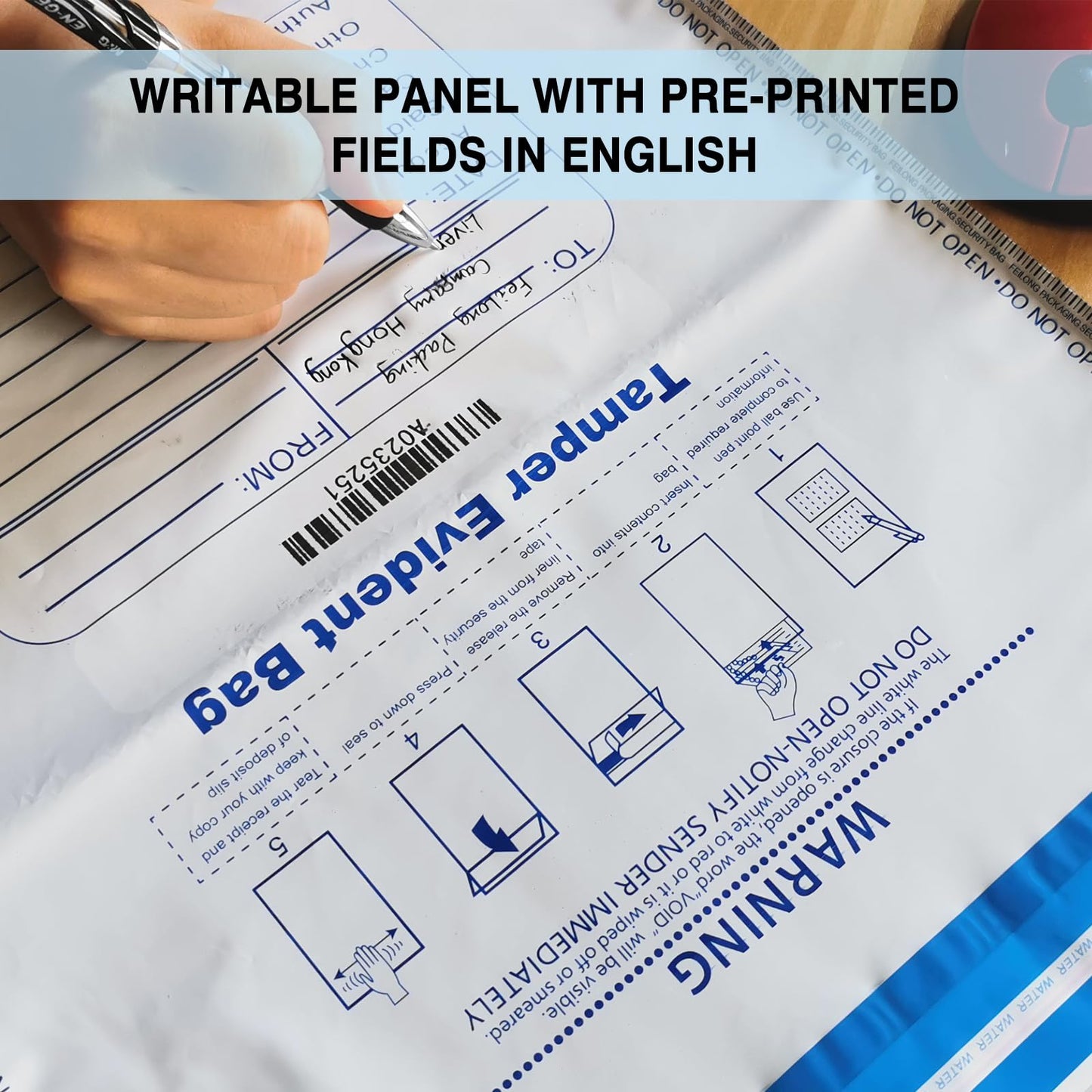 100Pcs 12"x16" Bank Deposit Bags - Tamper Evident Security Bags - Cash Bags with High Level Security Seal - White Security Bags - Opaque 2.8 Mil Plastic (12" x 16")