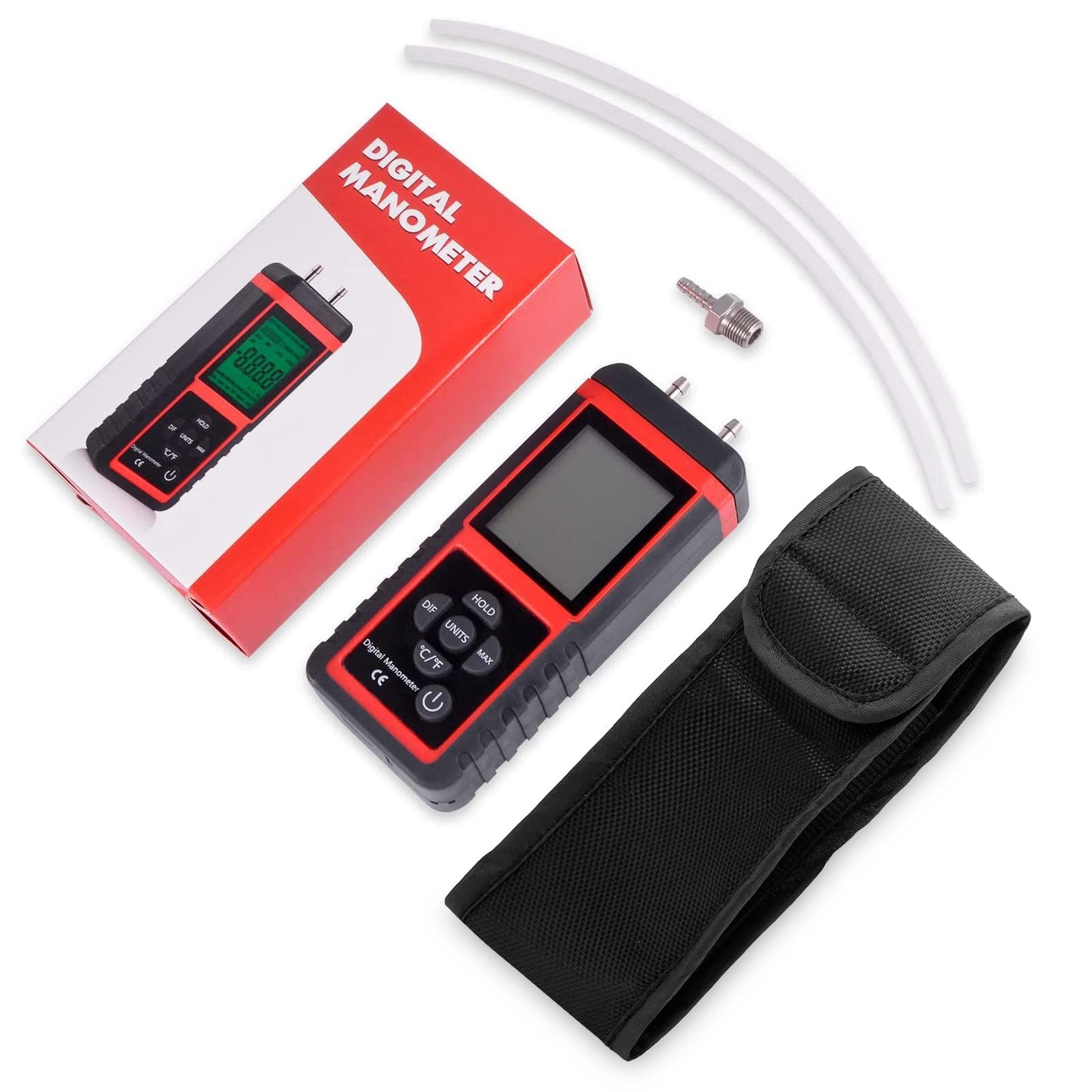 EHDIS Digital Manometer Gas Pressure Tester Digital Air Pressure Meter Differential Pressure Gauge HVAC Gas Pressure Tester