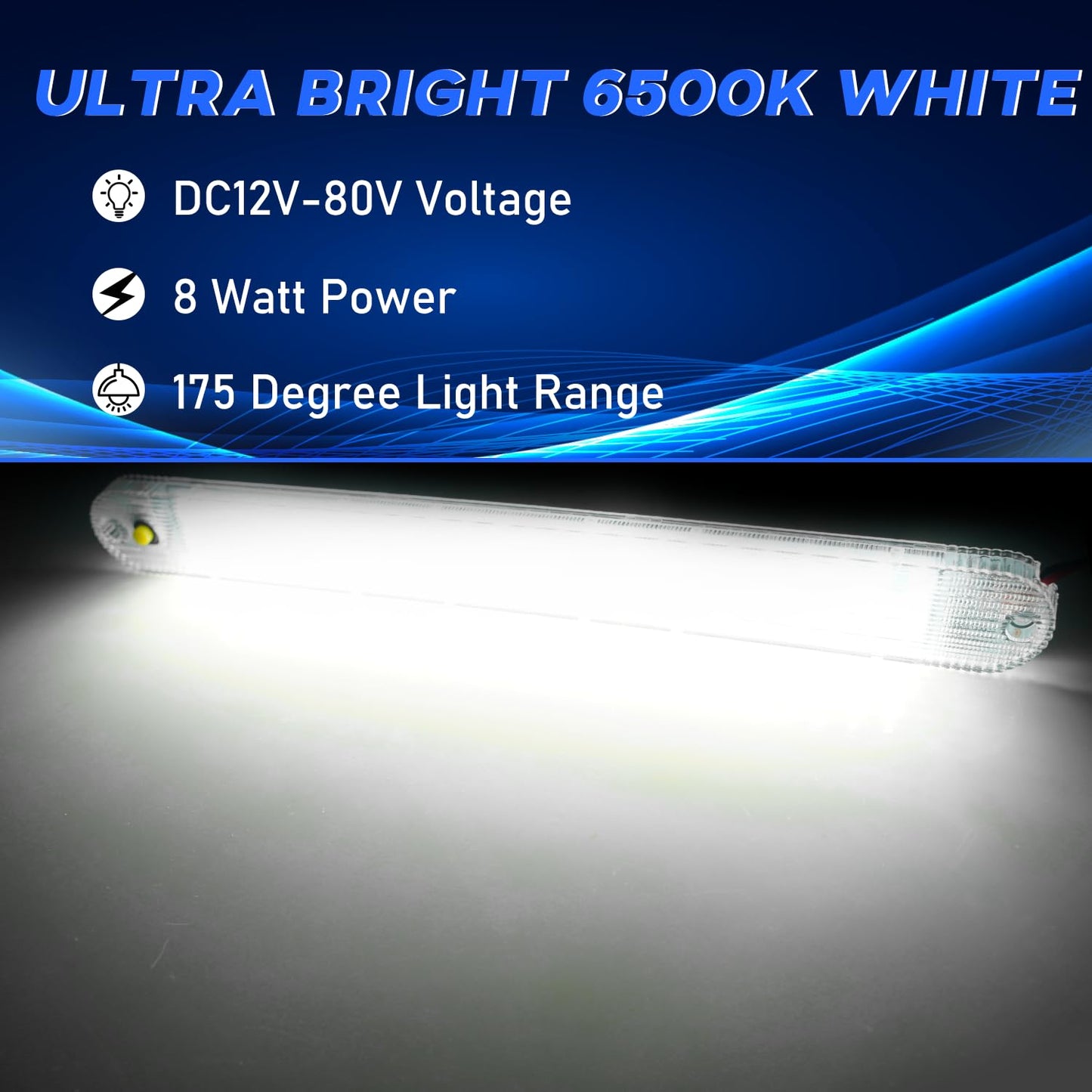 GZ5CG 12V Led Interior Light Bar 8 Packs 72Led 6500K White with ON/Off Switch 11Inch 12V 24V for Enclosed Cargo Trailer RV Van Truck Lorry Camper Caravan Motorhome (8Pcs)