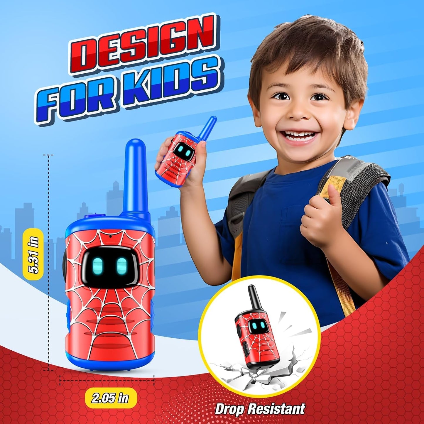 Walkie Talkies for Kids Rechargeable, Exssary Toys for 3 4 5 6 7 Year Old Boys Girls Camping Outdoor Toys for Kids 3-5 Walkie Talkie with USB-C Cable Birthday Gifts for Boy Girl 4-6 8-10