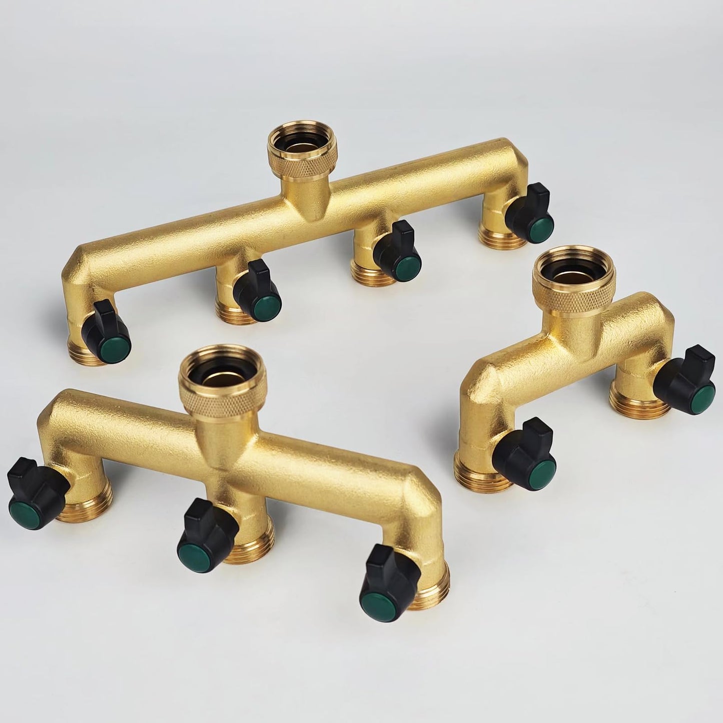 Tesmotor 4 Way Brass Tap Splitter, 3/4 Inch 4 Way Hose Tap Splitter with 4 Individual Valves for Garden Kitchen Faucet