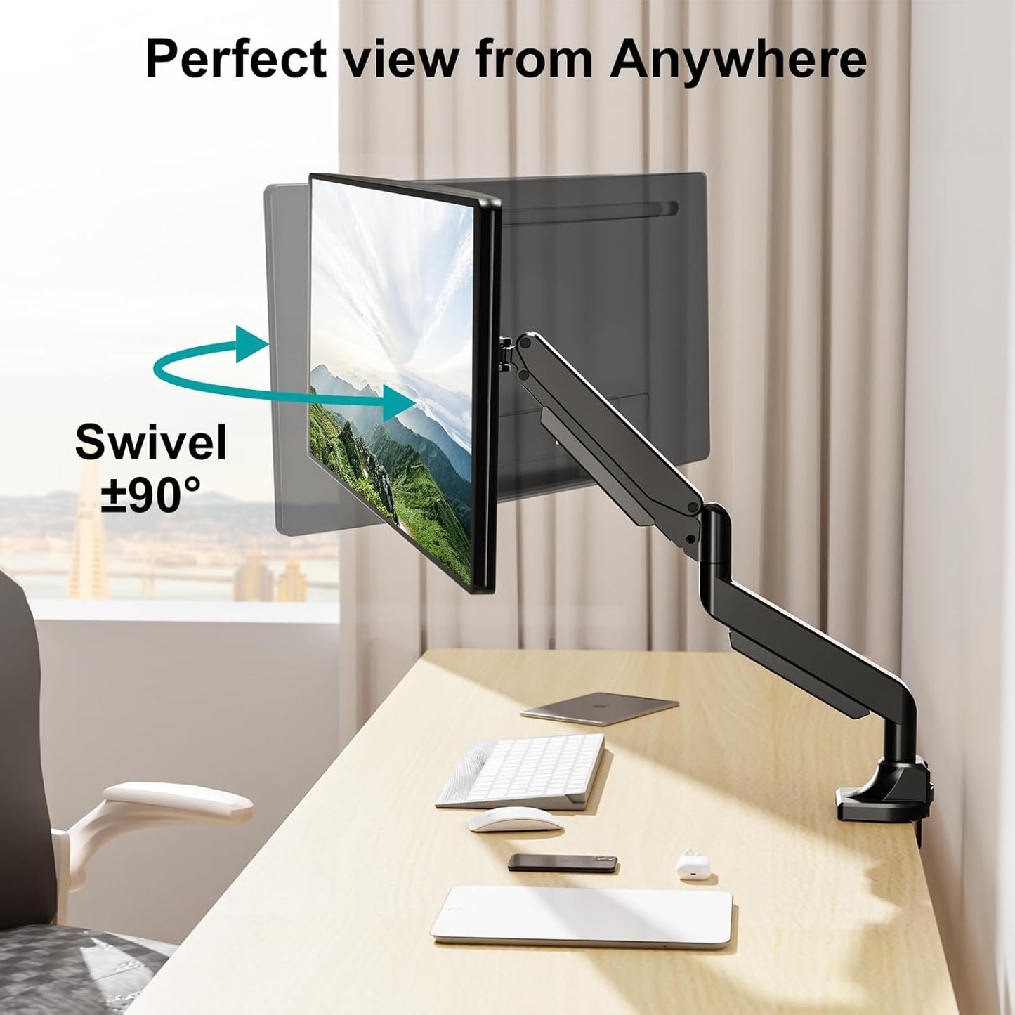 MOUNT PRO Single Monitor Mount for 22-43 inch Ultrawide Computer Screen, Premium Aluminum Heavy Duty Monitor Arm Desk Mount Holds 6.6lbs to 33lbs, Spring Full Motion Monitor Stand, VESA Mount