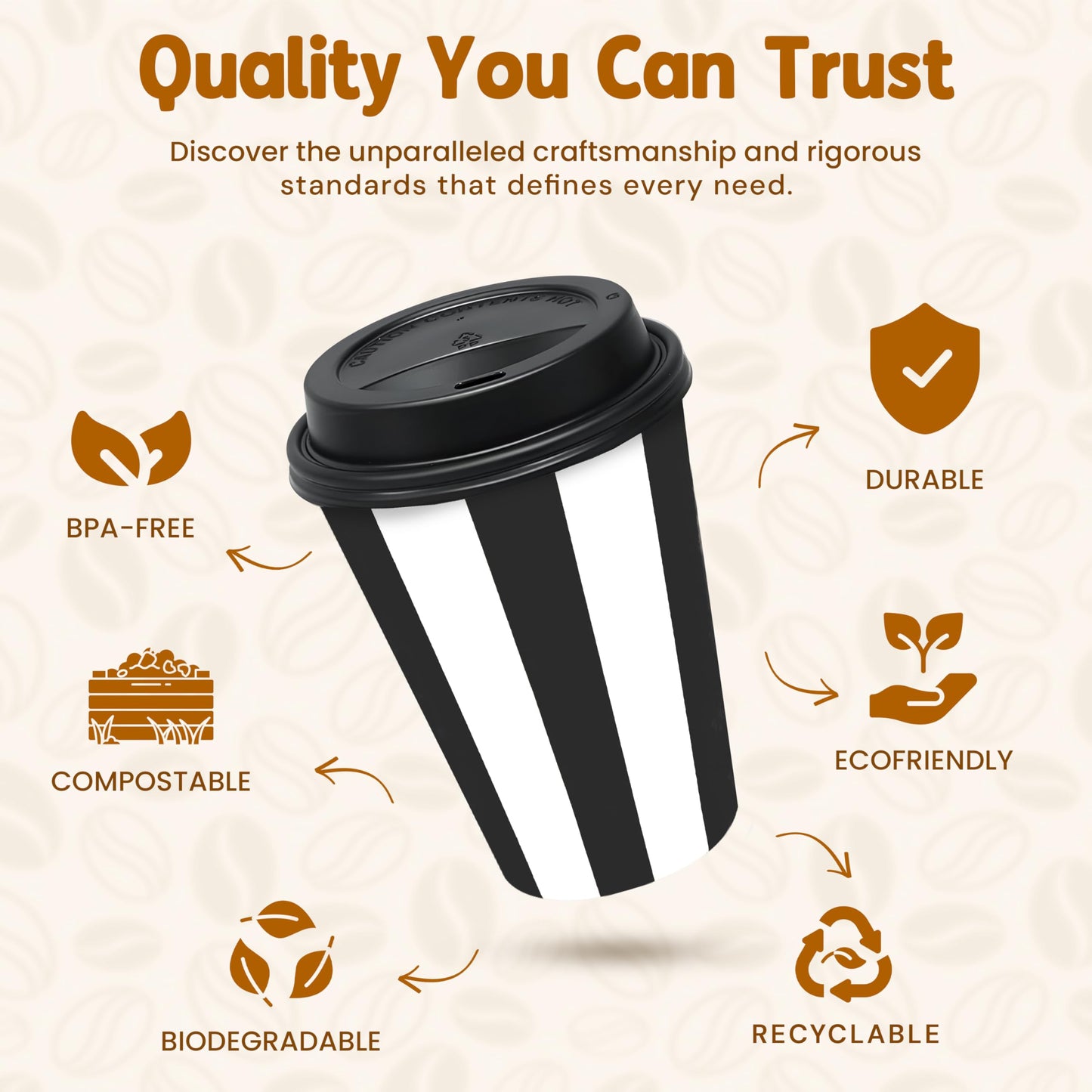 100 Pack - 12 oz Disposable Coffee Cups with Lids and Sleeves - Double Wall Kraft Paper to-Go Hot/Cold Cups with Lids - Thickened Coffee Paper Cups for Office, Restaurant, Party, Cafe & Takeout