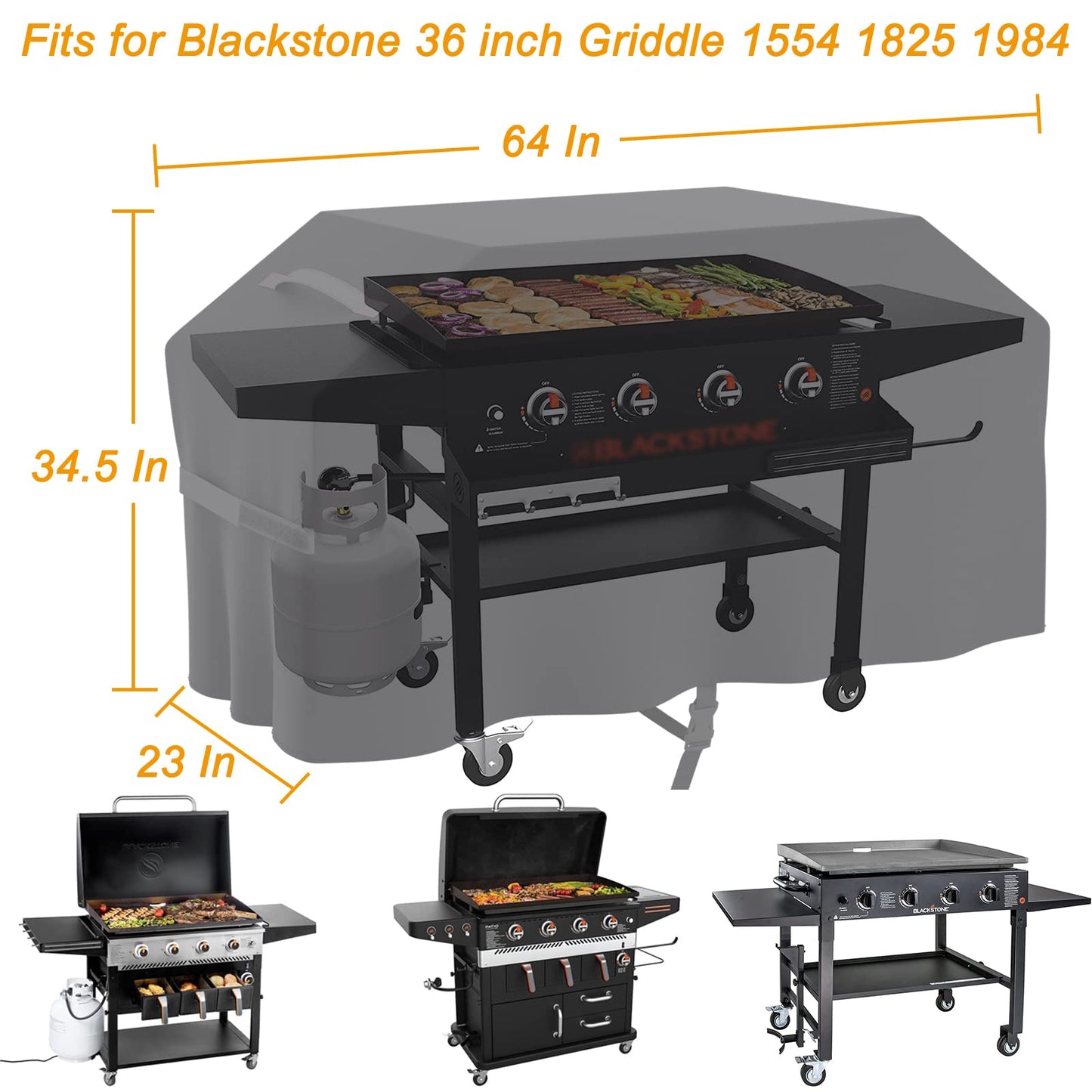36 Inch Griddle Cover Fits for Blackstone 36 inch Flat Top Gas Griddle 1554 1825 1984, Waterproof 36" Griddle Cover Fit Royal Gourmet GD401 Fit Blackstone 36 inch Cooking Station 4 Burner