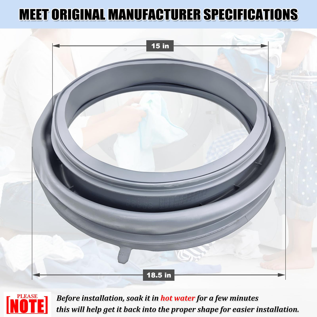 W10290499 WPW10381562 Washer Door Bellow, W10381562 Washing Machine Door Boot Seal Gasket Replacement Parts AP6020669, PS11753988