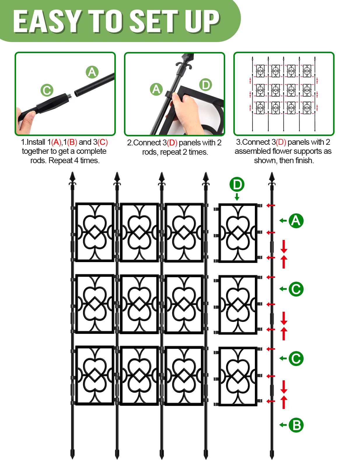4 Sets Garden Trellis for Climbing Plants, Kalolary 5.5FT Plastic Love Screen Plant Trellis Frame for Potted Plants Rustproof Thicken Cucumber Trellis Stand for Vines Flowers Vegetable Indoor Outdoor