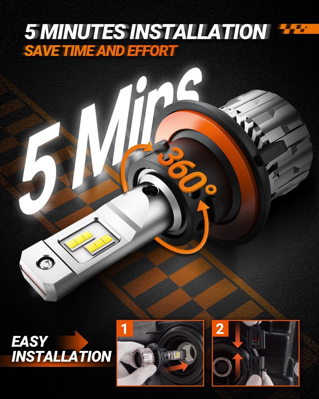 SEALIGHT H13/9008 LED Headlight Bulbs, 38000LM 800% Brighter High Beam/Low Beam Super Bright LED Headlights Conversion Kit, 6500K Cool White Plug and Play Halogen Replacement, Pack of 2
