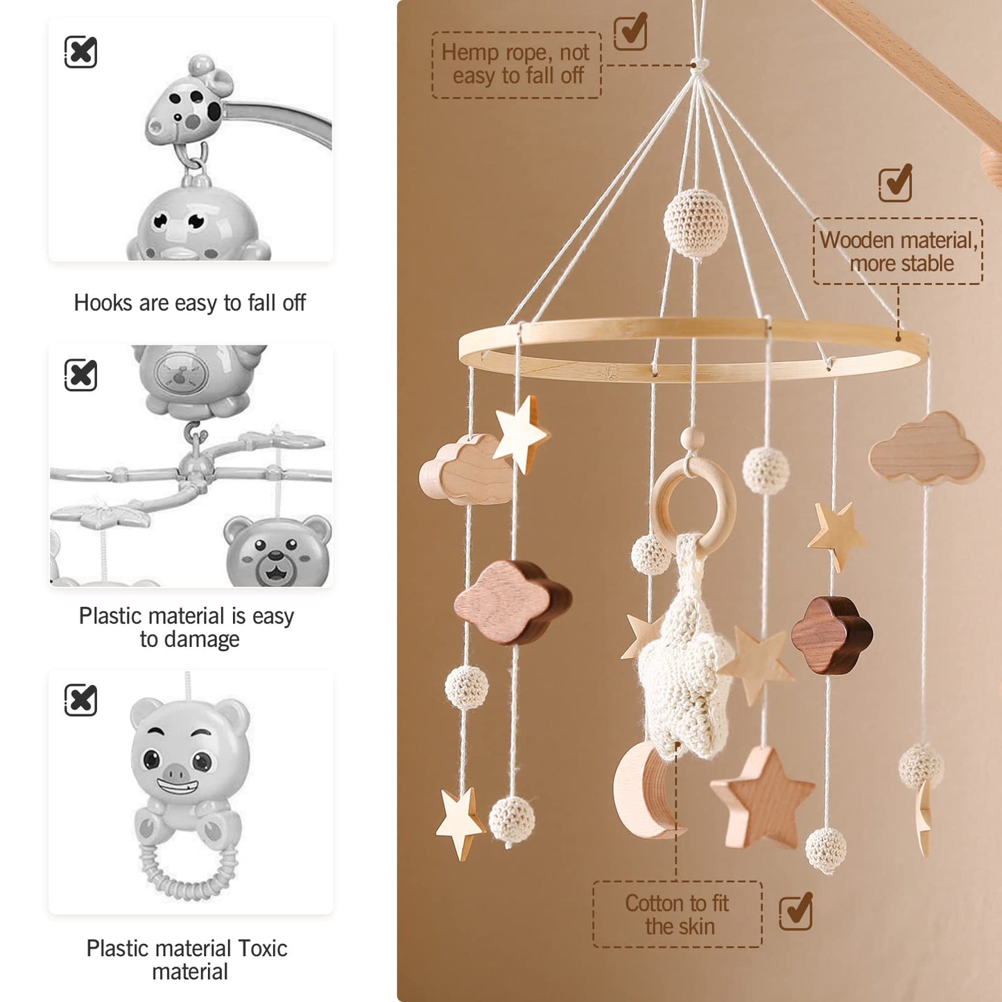 Starry Sky Mobile for Crib, Handmade Nursery Mobile, Baby Bedroom Hanging Decoration Toy