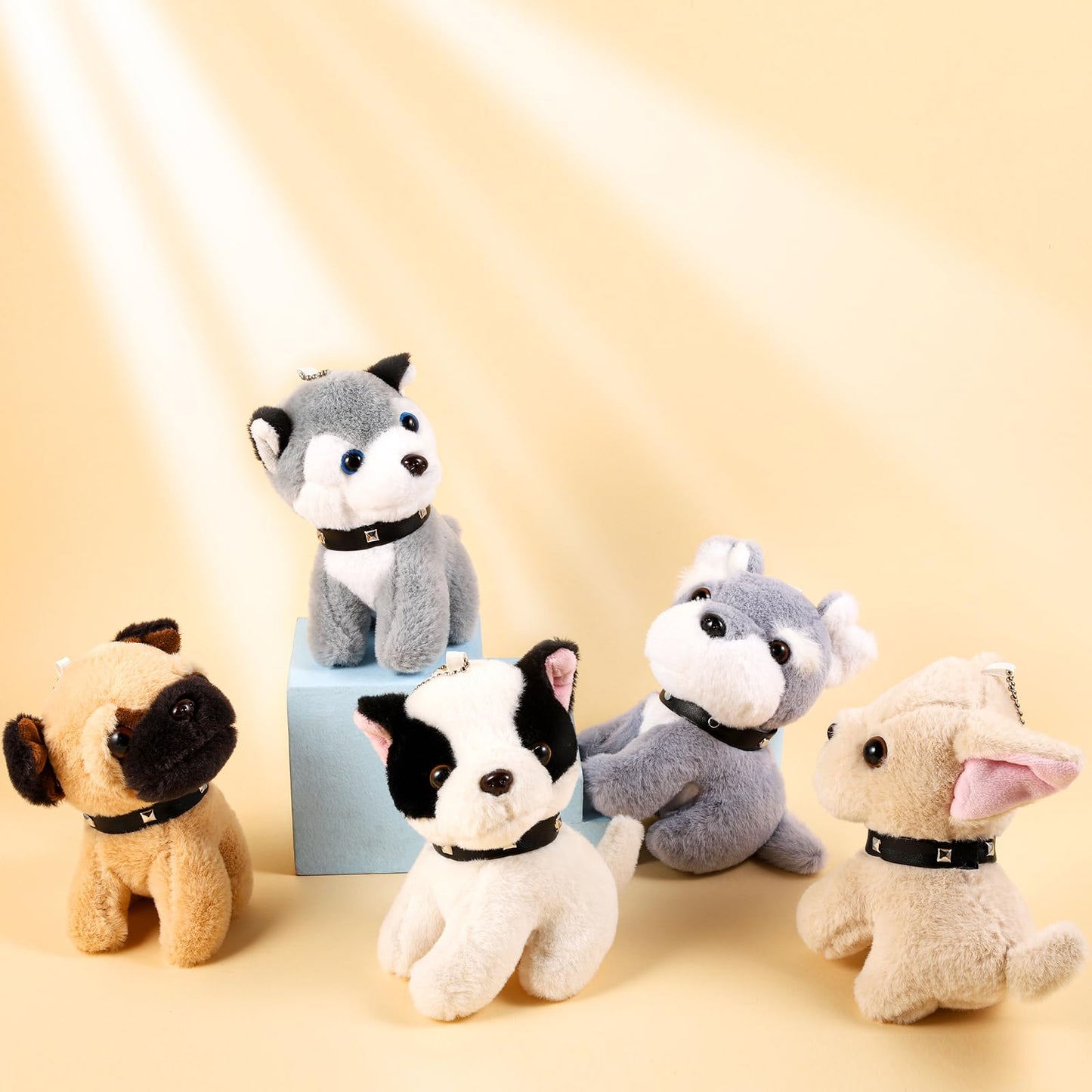 Niceup 10PCs 4.5in Mini Dog Stuffed Animals Easter Egg Basket Stuffer Kids Bulk Party Favors Loot Bag Fillers Puppy Pet Adoption Classroom Reward Little Paw Pup Plush Toys Doll for Birthday Gift