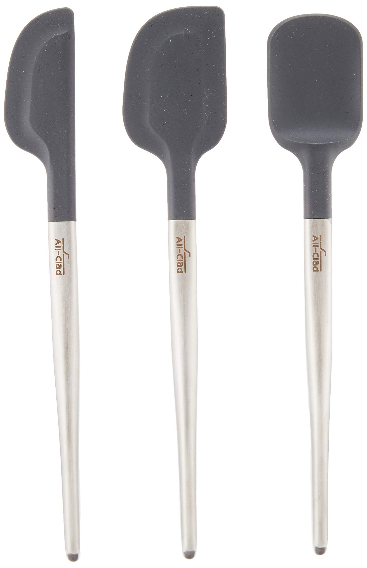 All-Clad Specialty Silicone Kitchen Gadgets 3 Piece Set, Spatulas Kitchen Tools, Kitchen Hacks Silver, Stainless Steel and Black