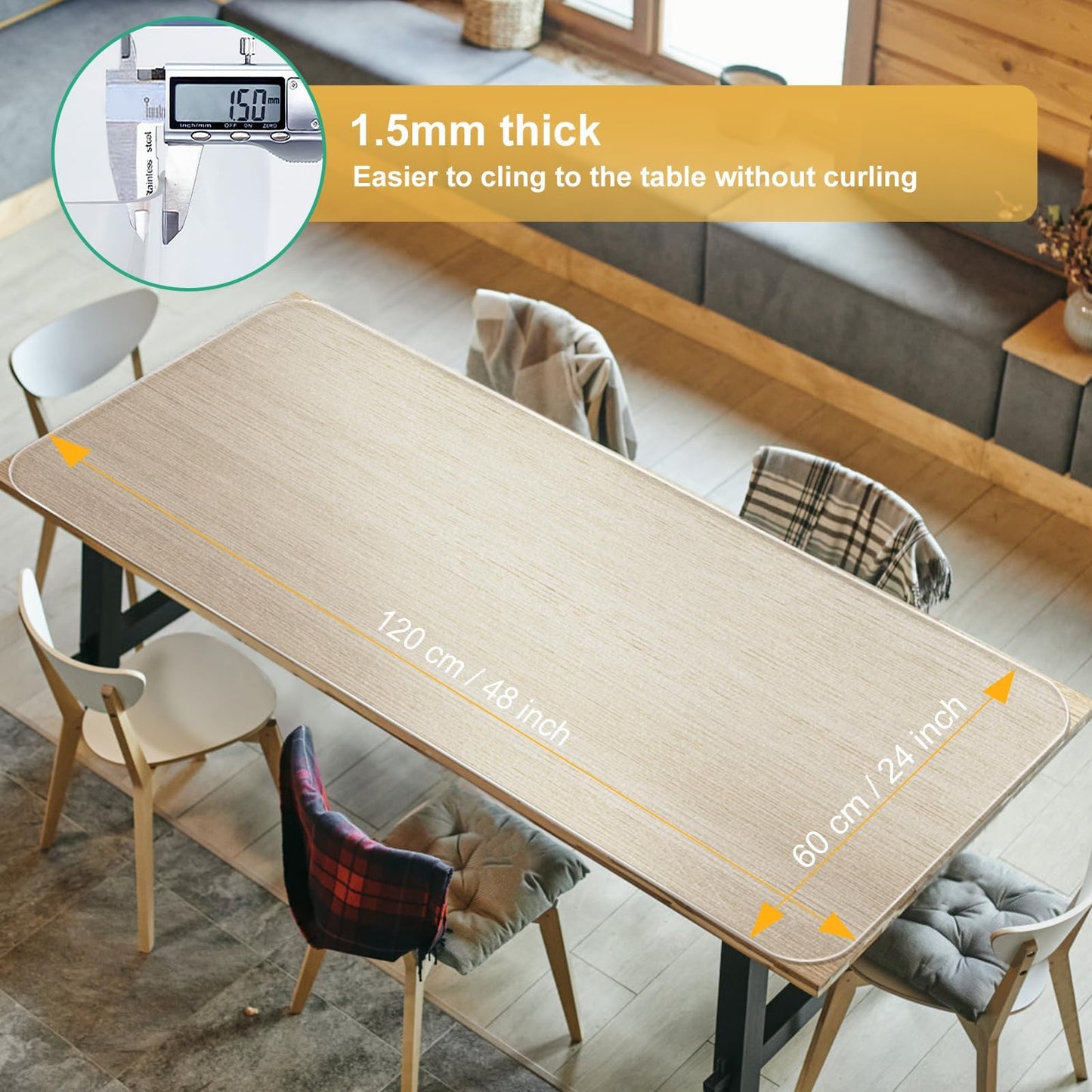 NATRKE Clear Desk Mat Pad, 47.2"x23.6" Transparent Desk Protector Mat Plastic Desk Mat, Thickness 0.06" PVC Translucent Waterproof Non-Slip Clear Writing Desk Pad for Desktop for Home Office