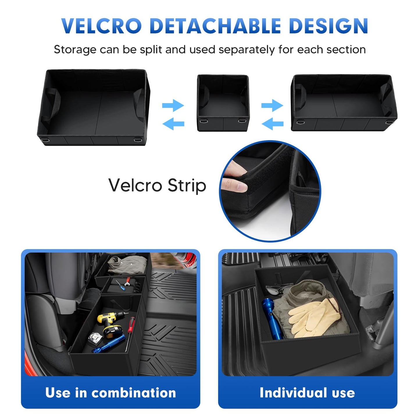 Detachable Under Seat Storage Box for 2019-2025 2026 Chevy Silverado/GMC Sierra 1500 2500HD 3500HD Crew Cab/Double Cab, Foldable Truck bed Organizer 2025 Silverado 1500 Accessories