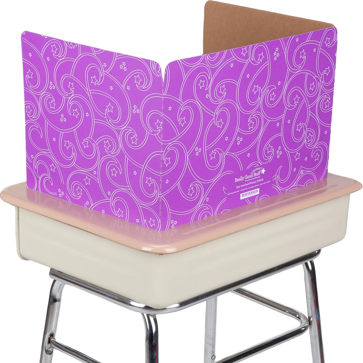 Really Good Stuff Privacy Shields - Set of 12 - Classic Red, Blue, Green, Yellow, Orange & Purple - Stars & Swirls Pattern - Classroom Privacy Dividers