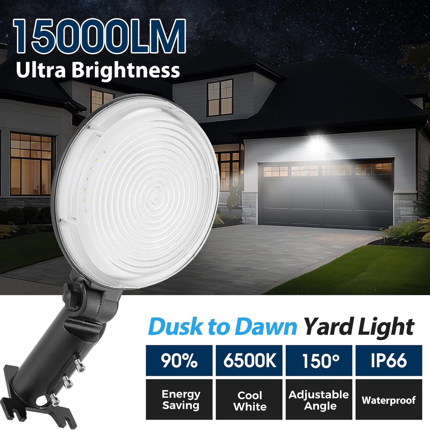 WILLGOTOP LED Barn Light 120W 2 Pack, 15000LM Dusk to Dawn Outdoor Lights, 6500K Daylight Yard Lights, IP66 Waterproof Street Lights for Farmhouse Garage Yard Warehouse Outdoor Security Light