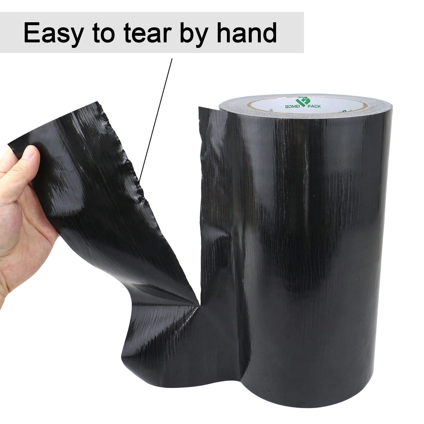 BOMEI PACK Wide Duct Tape 8Inch, Waterproof Strong Black Tape Gris Residue Free for Crafts and Repair, 1Roll 8.3Mil x 30yds