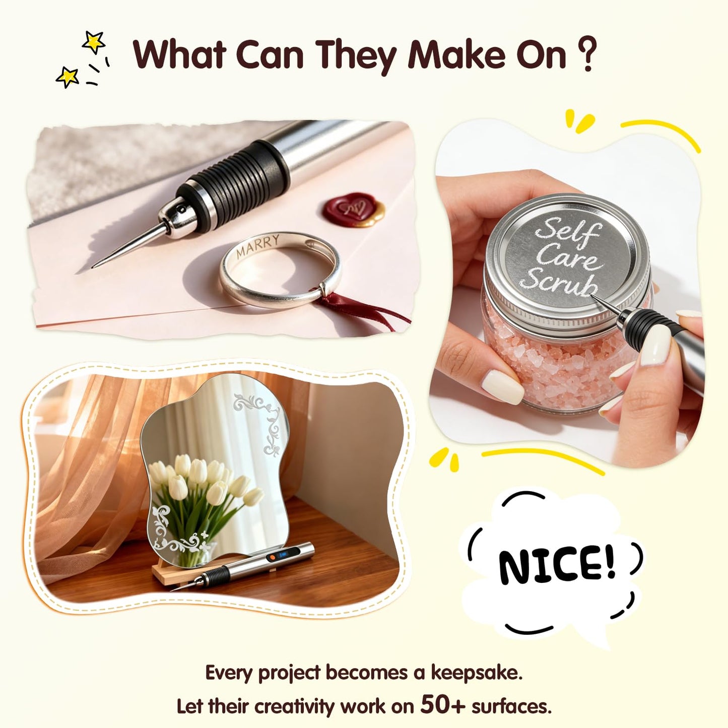 Rechargeable Cordless Electric Engraver Pen Mini DIY Engraving Tool Kit with 33 Bits and 10 Stencils for Metal Glass Ceramic Plastic Wood Jewelry