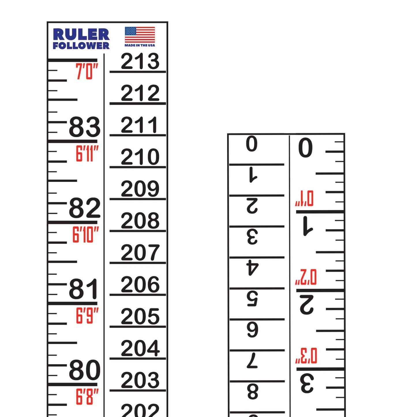 Height Indicator Adhesive Ruler - American-Made 7 Foot Ruler on a Sticker Roll