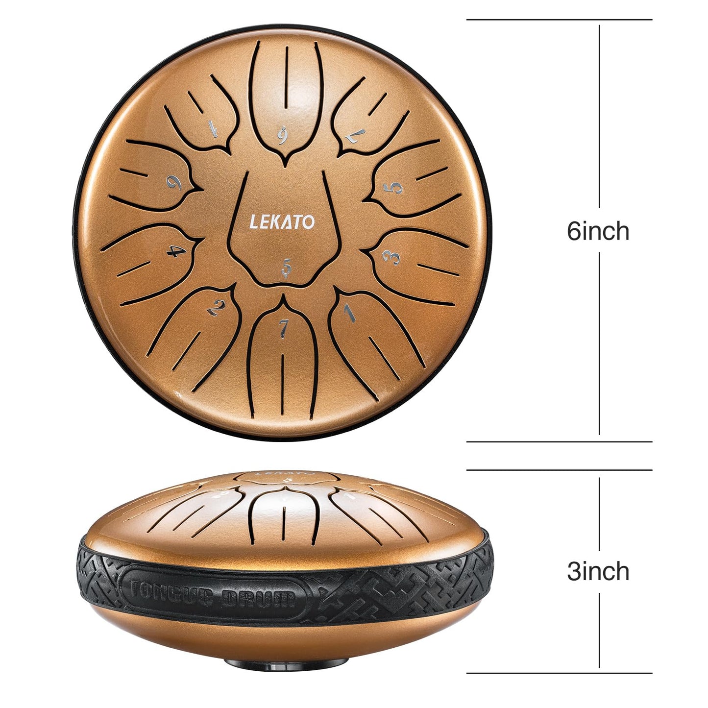 Steel Tongue Drum 6 Inch 11 Notes, LEKATO Steel Alloy Drum D Major Beginner Drum Percussion for Children Musical Education Zen Meditation Yoga, Christmas Gift for Adult& Kids