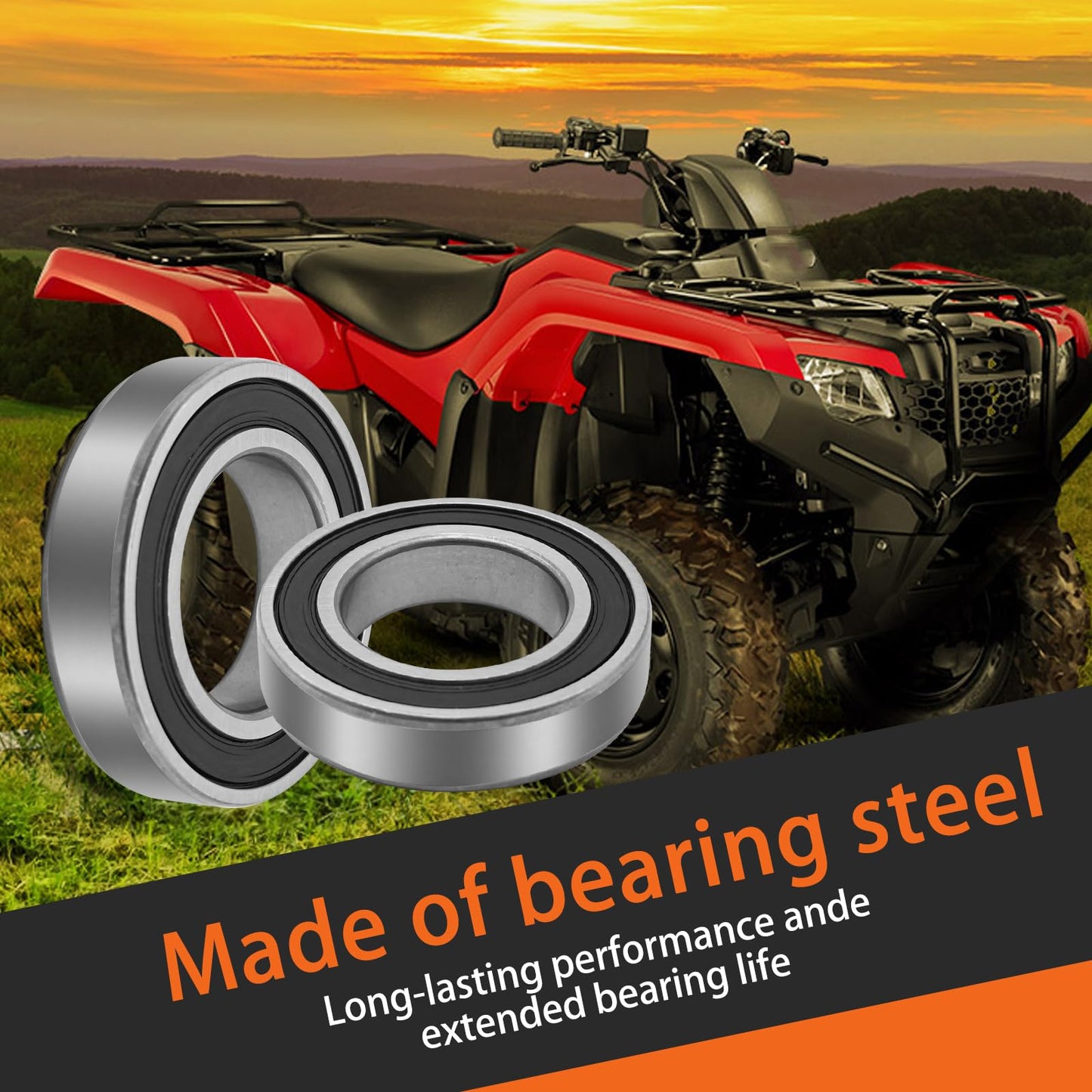 CADUFUELLY Rear Axle Wheel Bearing Kit with Seals 3 pcs Replacement for ATV Foreman Rubicon 500 2001-2014 Rancher 350 400 Foreman 450 TRX500 TRX 500 TRX450 TRX400 TRX350