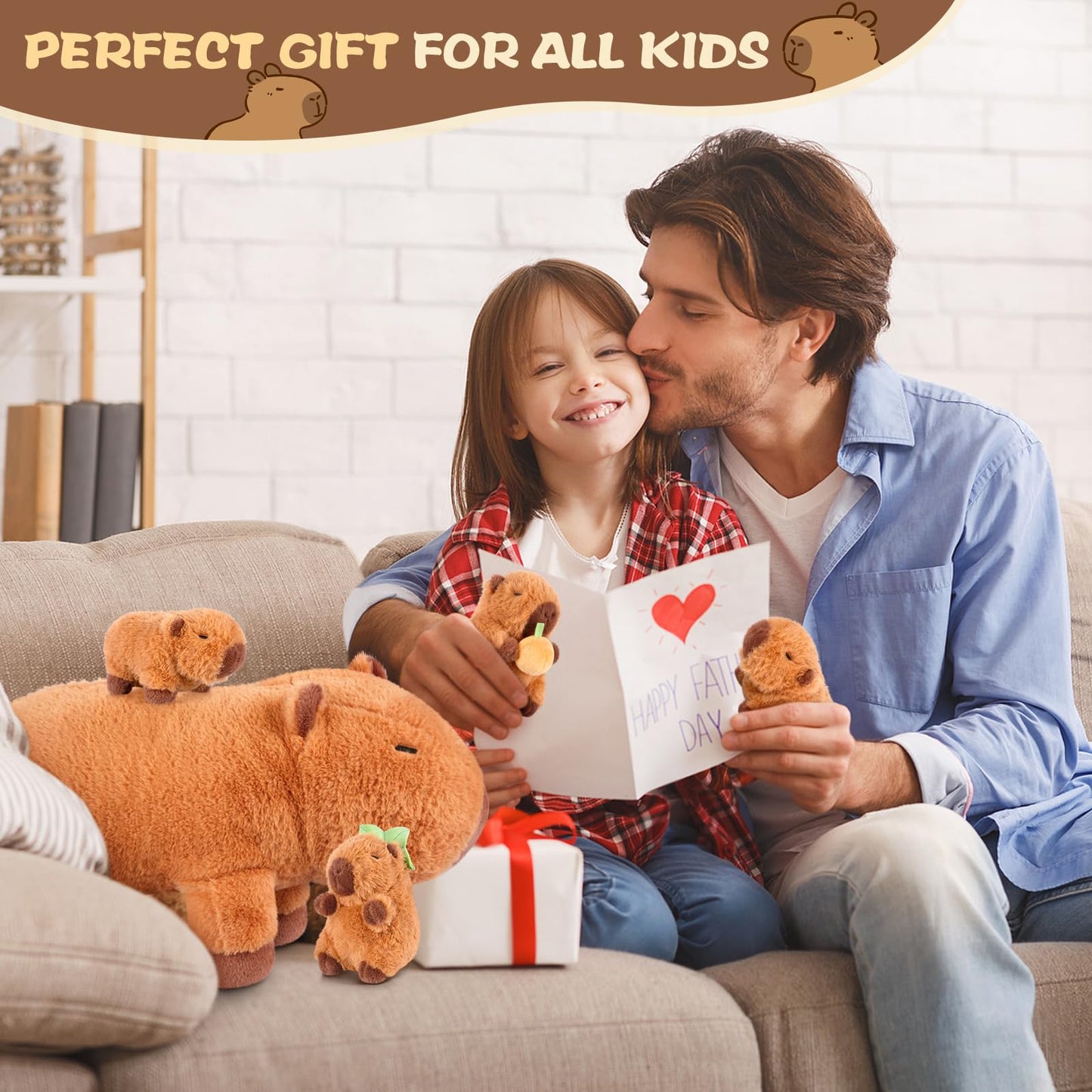 SuzziPals 5-in-1 Capybara Plush Toys with Baby Plushies, 5pcs Set Stuffed Animal Surprise Inside, Soft & Squishy Pillow Plushies Decor, Cuddly Capybara Gifts for Kids & Adults