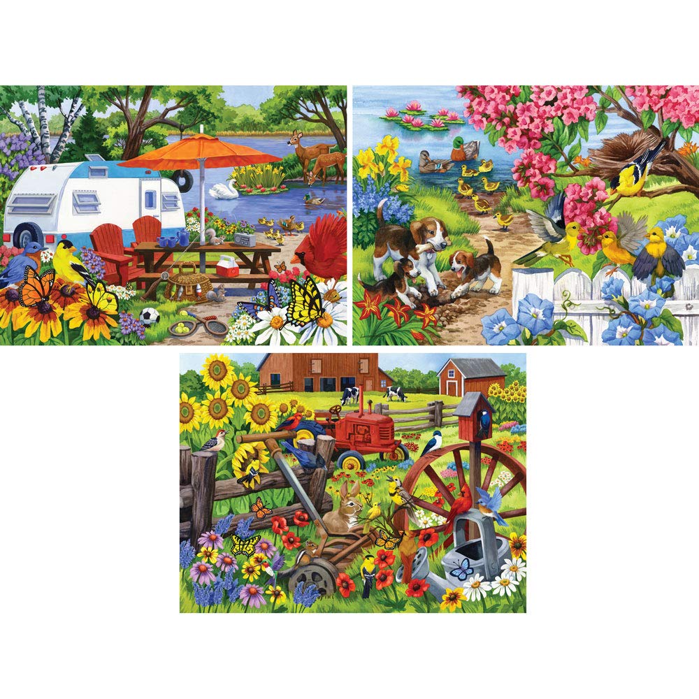 Bits and Pieces - Value Set of Three (3) 500 Piece Jigsaw Puzzles for Adults - Each Puzzle Measures 18" X 24" - 500 pc Farm and Animal Jigsaws by Artist Nancy Wernersbach