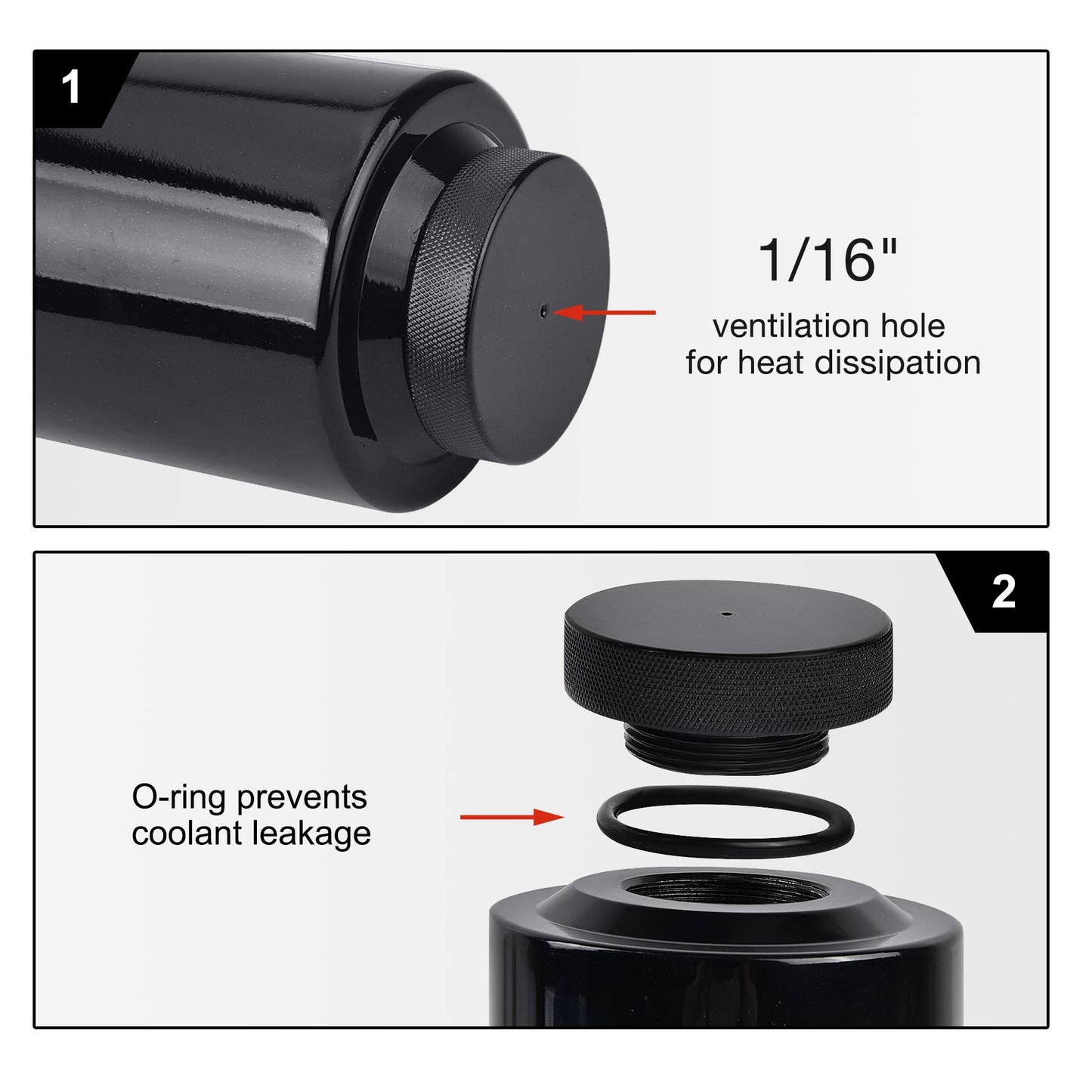 EVIL ENERGY Coolant Overflow Tank, Radiator Overflow Bottle Universal 800ml Aluminum Black