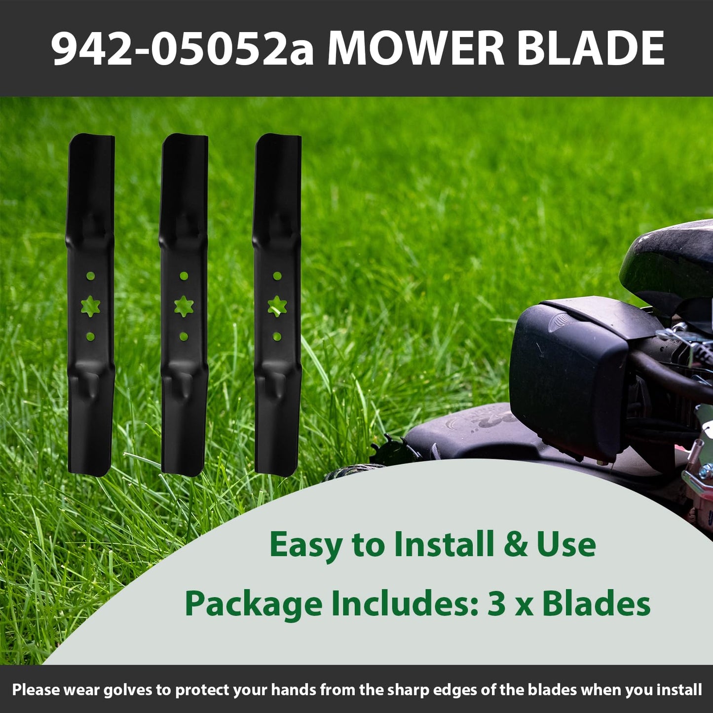 942-05052A Lawn Mower Medium Lift Blade Set Replace MTD/Cub Cadet/Troy-Bilt 742-05052A for S50 XT1 GT50 LT50 XT2 G8200 G8300 ZS6700 Z550 T260 KH 50” Deck Lawnmower (3 Pack)