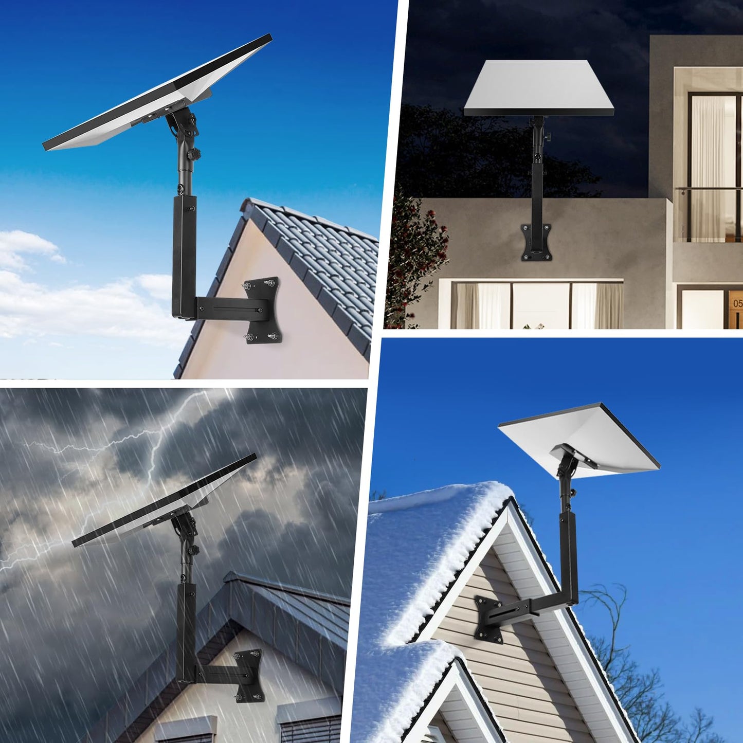 Bloazzup Starlink Mount, Adjustable Starlink Gen 3 Mount with Telescoping Support Arm, Rustproof, Weatherproof for Concrete Walls and Wood Walls, Easy Installation Black
