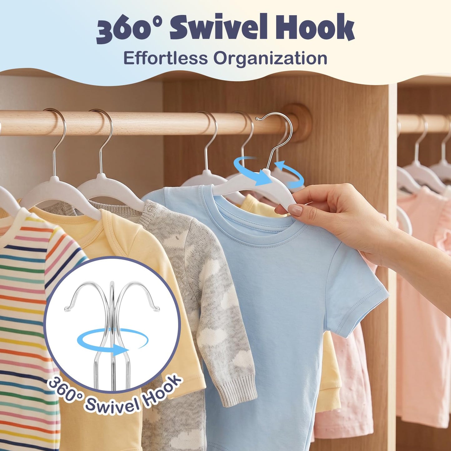 HOUSE DAY Velvet Baby Hangers 50 Pack, Space Saving Kids Velvet Baby Clothes Hanger, 11 Inch Toddler Hangers for Kids Clothes, Childrens Small Hanger, Cintres Pour Bébé, White