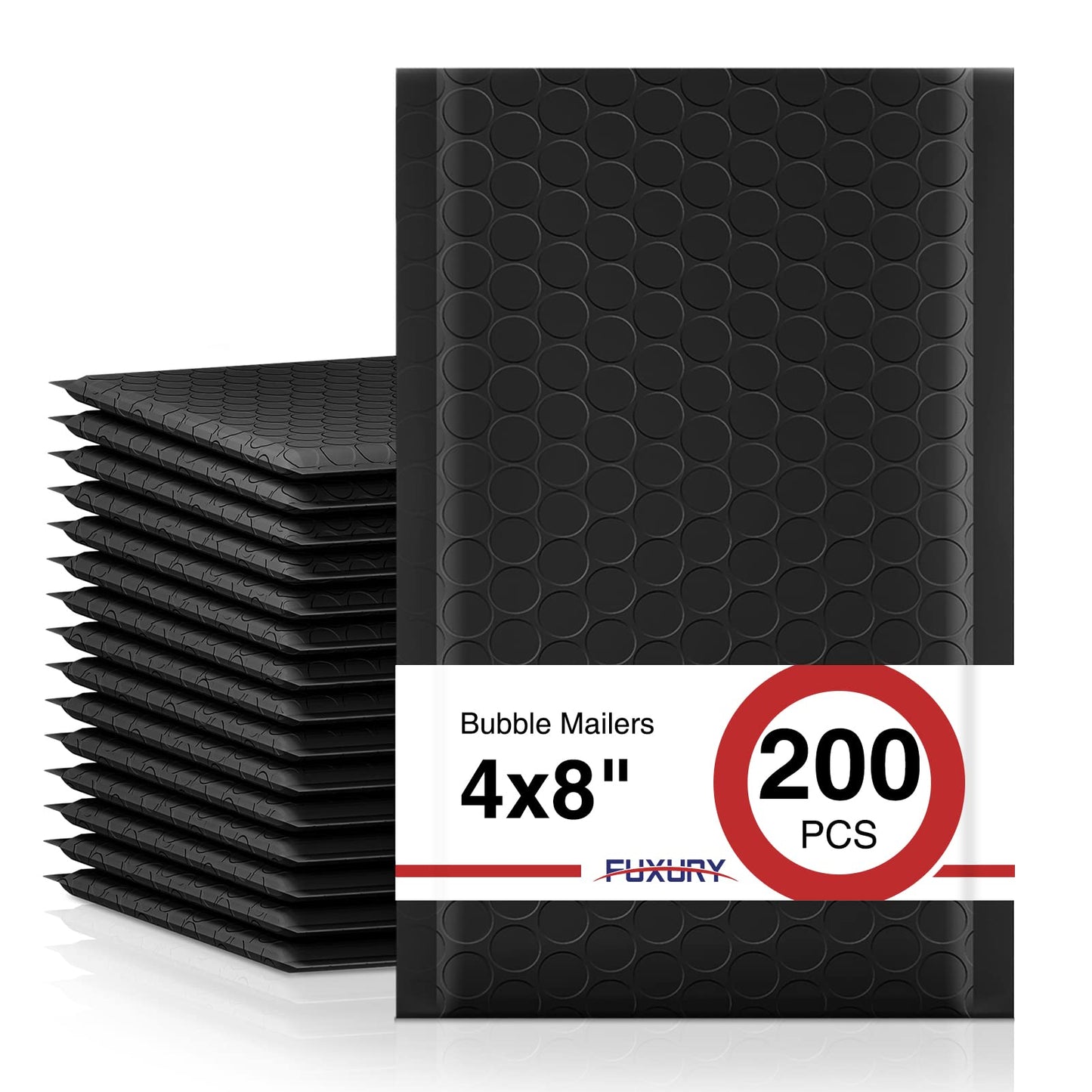 Fuxury Black Bubble Mailers 4x8" 200 Pack, Waterproof Padded Envelopes Self Seal Bubble Envelopes, Padded Mailers for Small Business, Envelope Mailers Usable Size 4x7"