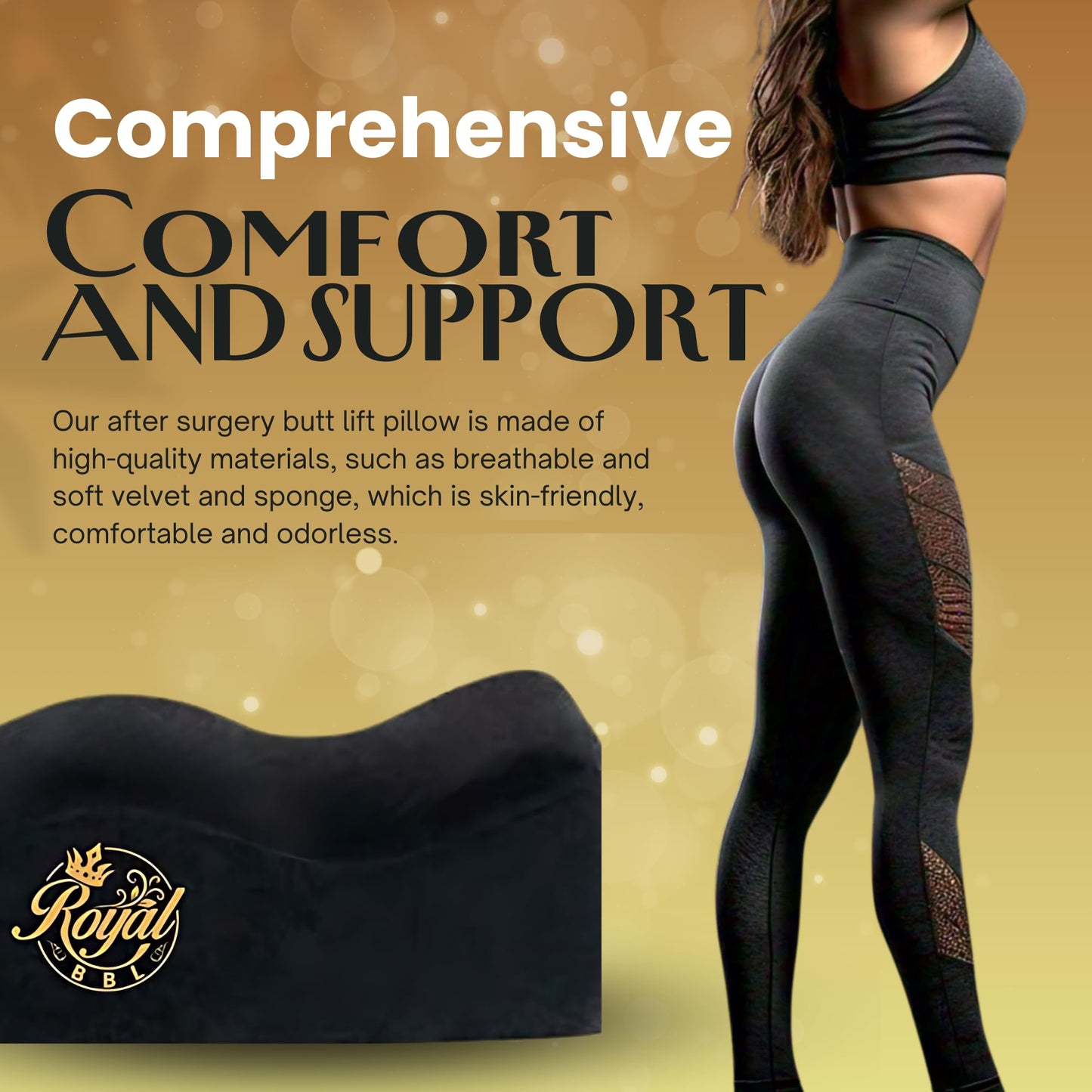 BBL Booty Pillow After Surgery - Brazilian Butt Lift Recovery Support Cushion | Ultra Comfortable with 3 Layers for Maximum Support Post-Surgery Sitting Best Pillow Dr. Approved by Royal bbl