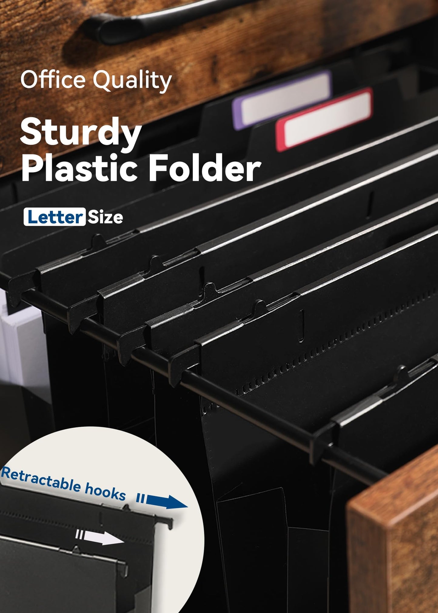 SortRax Plastic High Capacity Hanging File Folders, 4" Expanding Pocket with Movable Dividers, Heavy Duty for Filing Cabinet, Insertable Tabs, Letter Size - 6 Pack