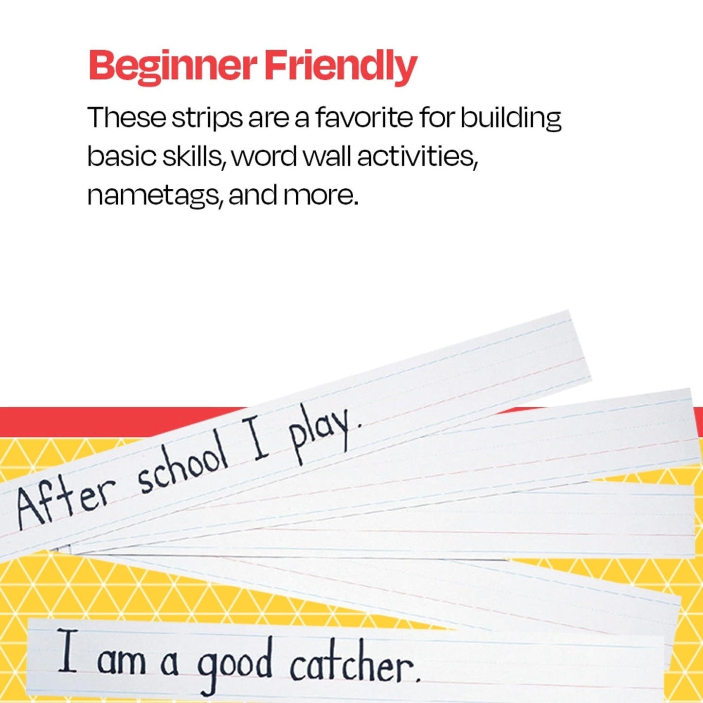School Specialty Zaner Bloser Tagboard Sentence Strips - 3 in x 24 in - Pack of 100 - White
