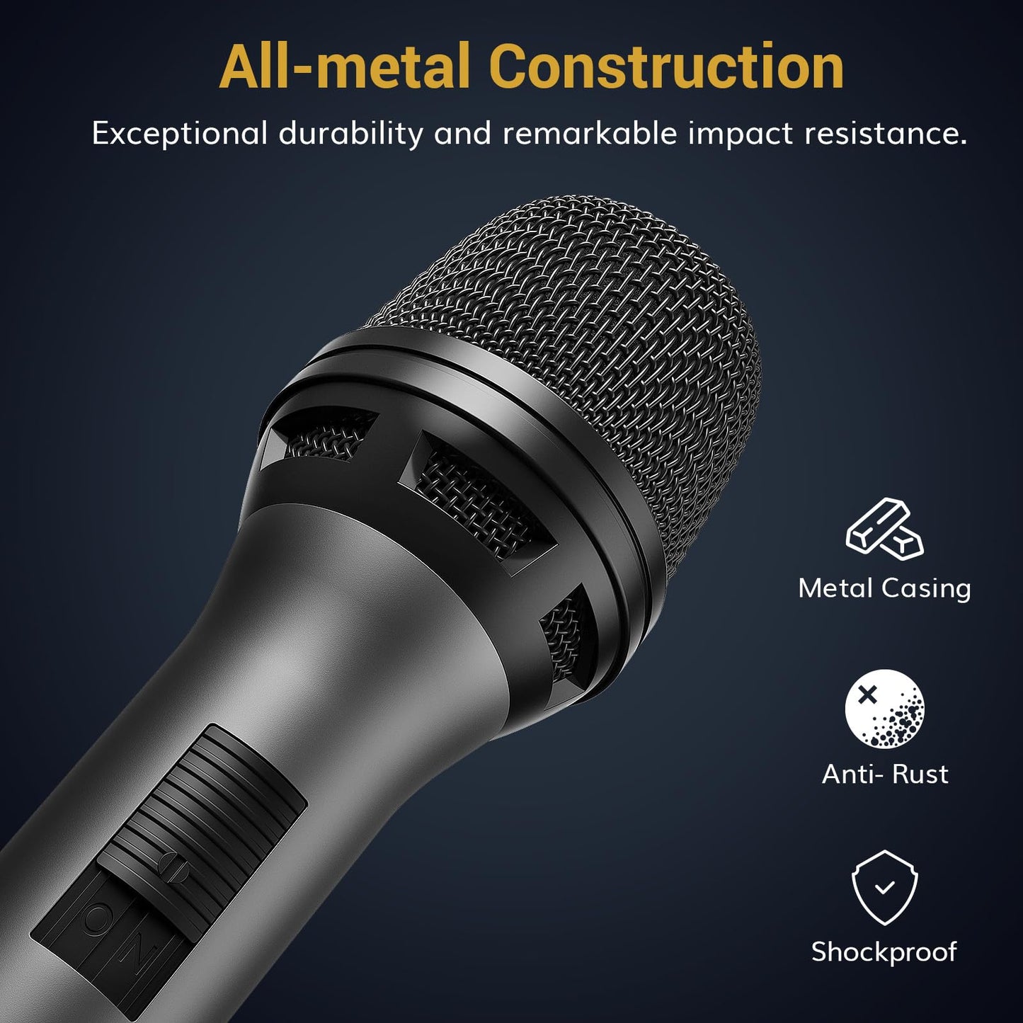 TONOR Dynamic Vocal Microphone for Singing, Handheld Wired Karaoke Mic, Cardioid Studio Microfono with 5M XLR to 1/4" Cable, Compatible with Speakers/Mixer Machine/Amp/Speech and Outdoor Activity