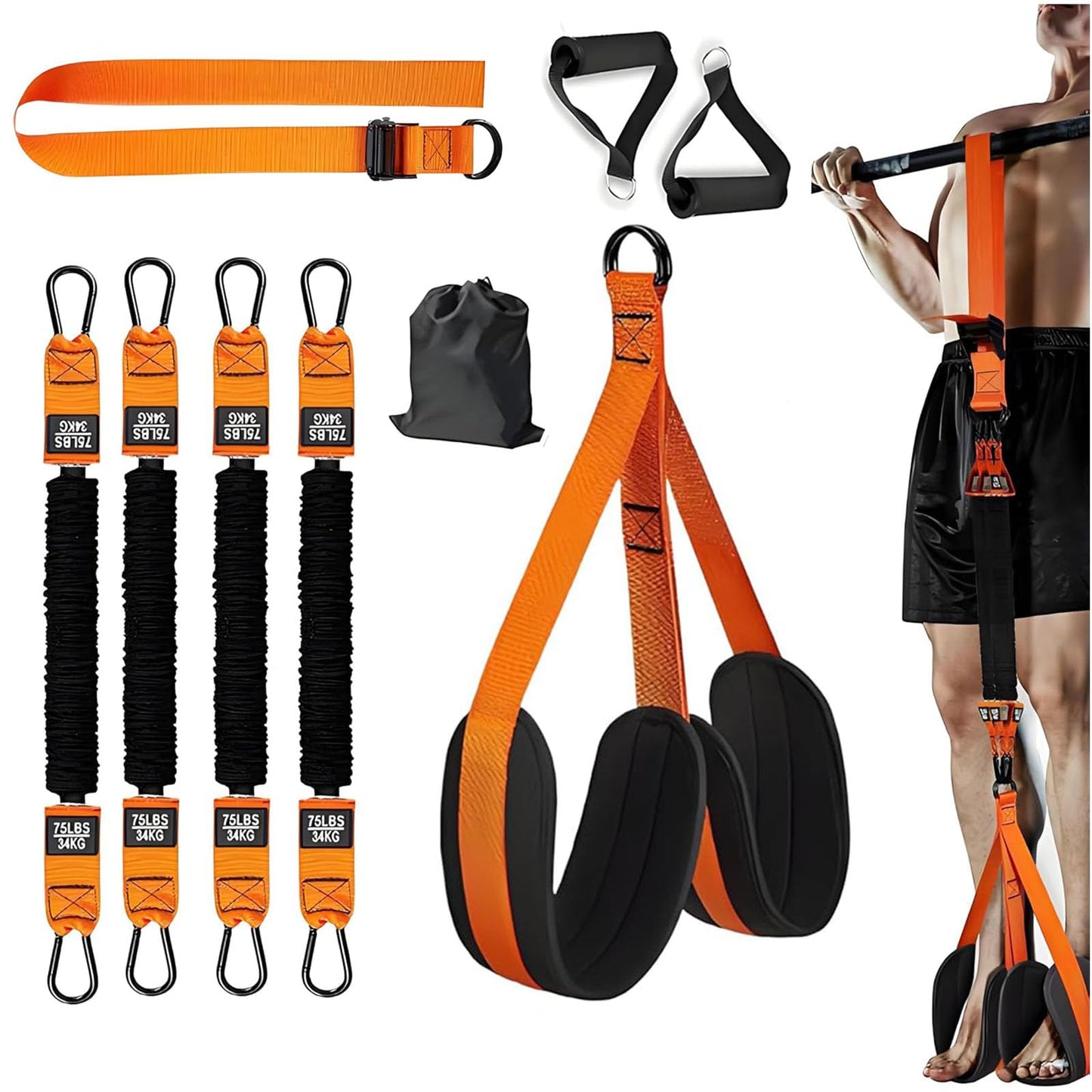 Pull Up Assistance Bands, 300lbs Heavy Duty Resistance Bands for Pull Up, 4 Bands Adjustable Workout Band for Women Men (Orange)