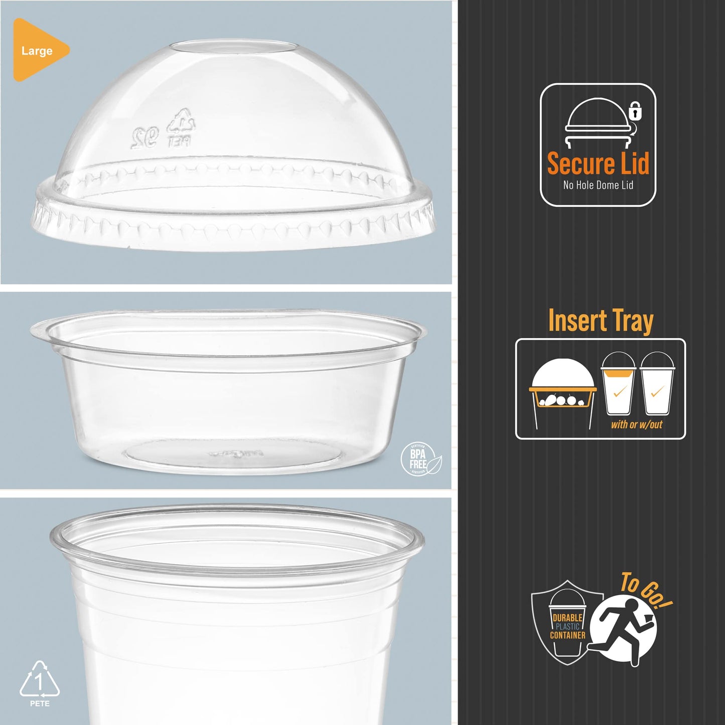 ELEGANT DISPOSABLES 16 oz Plastic Parfait Cups with 4 oz Inserts & Lids 50 Sets 16 OZ Yogurt Containers
