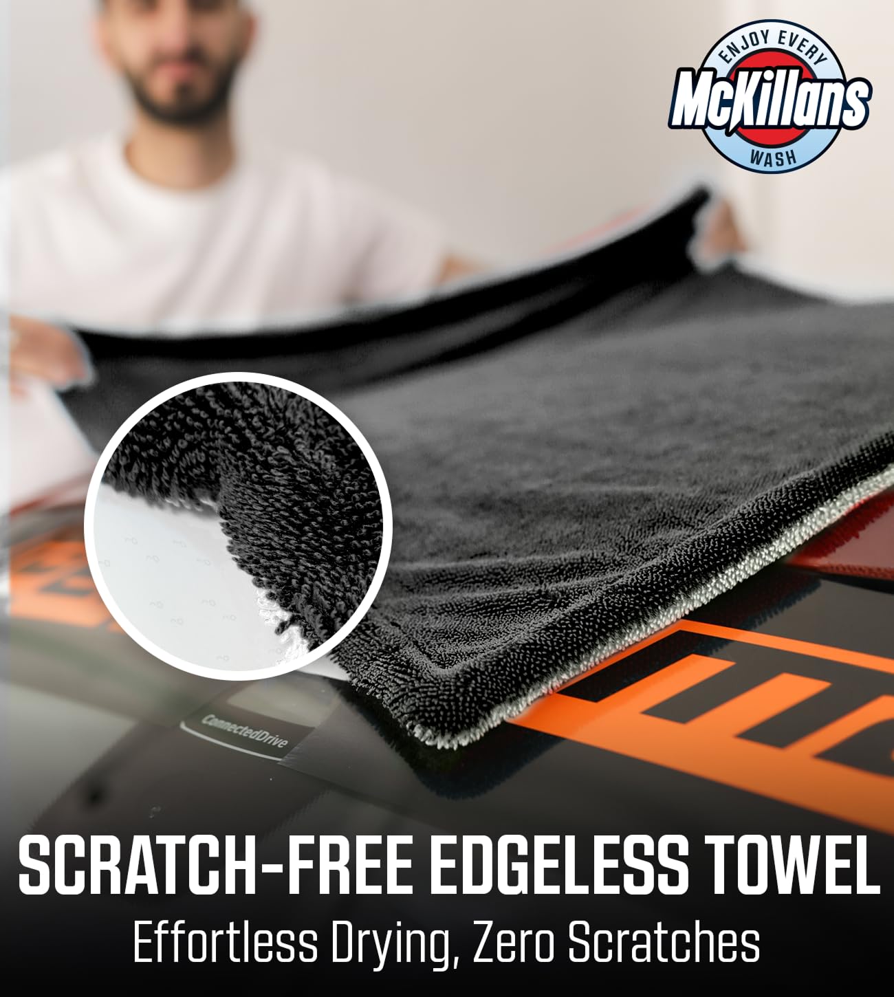 McKillans Extra Large Dual-Color Car Drying Towel XL - Edgeless & Ultra Soft & Absorbent - 36" x 28" Extra Large - 1200 GSM Twisted Loop Microfiber Towel for Cars Detailing - Car Wash Towels