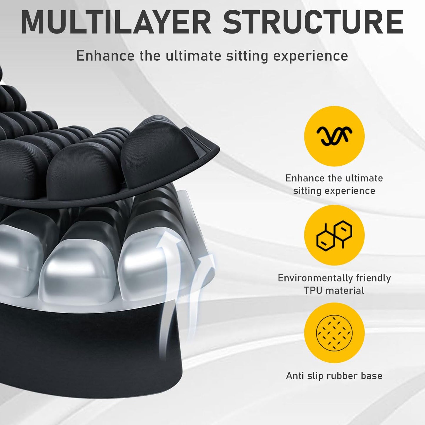 Inflatable Travel Cushion, Comfortable 3D Air Inflatable Seat Cushion, Portable Pressure Relief Air Seat Cushion for Climbing Hiking Office Airplane Car Stadium Seat