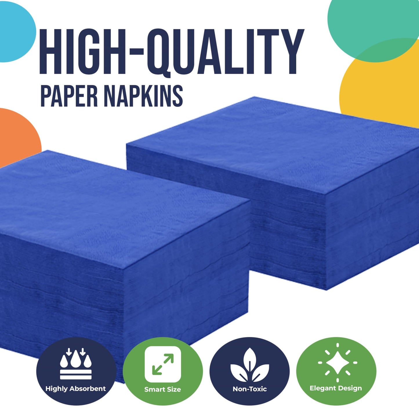 300 Pack Dark Blue Napkins Disposable, 2 Ply Party Napkins, Dark Blue Disposable Napkins, Fun Napkins Everyday – Great As Cocktail Napkins Or Beverage Napkins Paper Exquisite