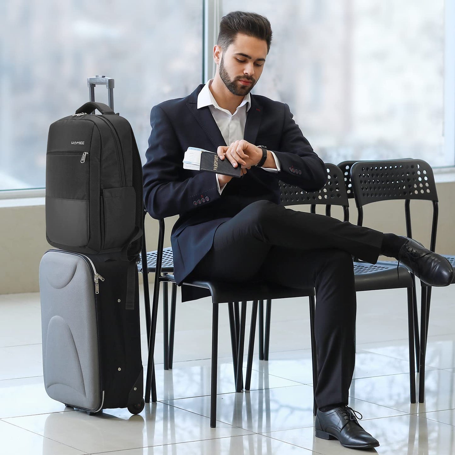 HOMIEE 15.6-Inch Laptop Backpack, High-Capacity Backpack for Men Women USB Charging Port Travel/Business/College Backpack
