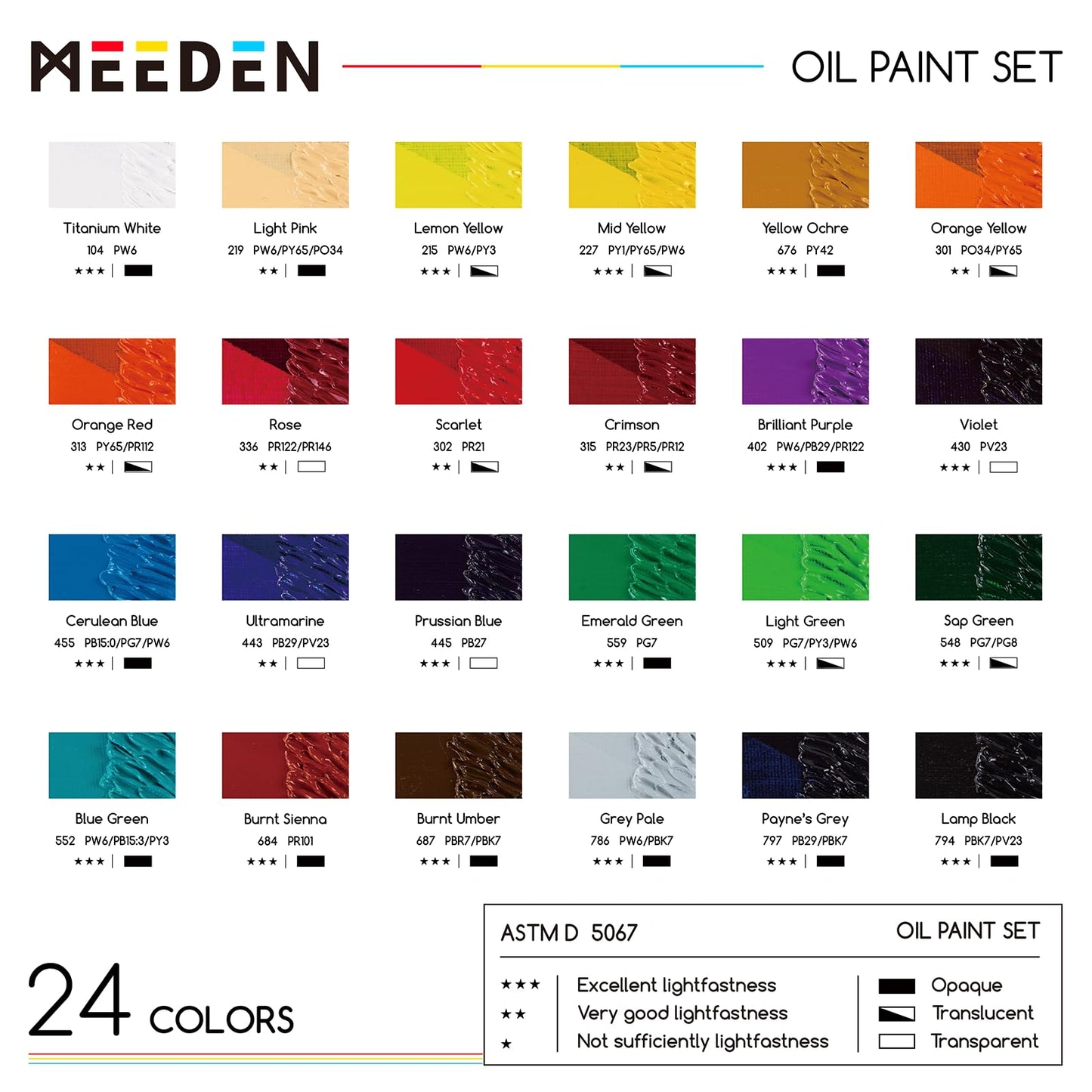 MEEDEN Oil Paint Set - Non-Toxic 24 x 22ml/0.74oz Oil Paints for Canvas Painting