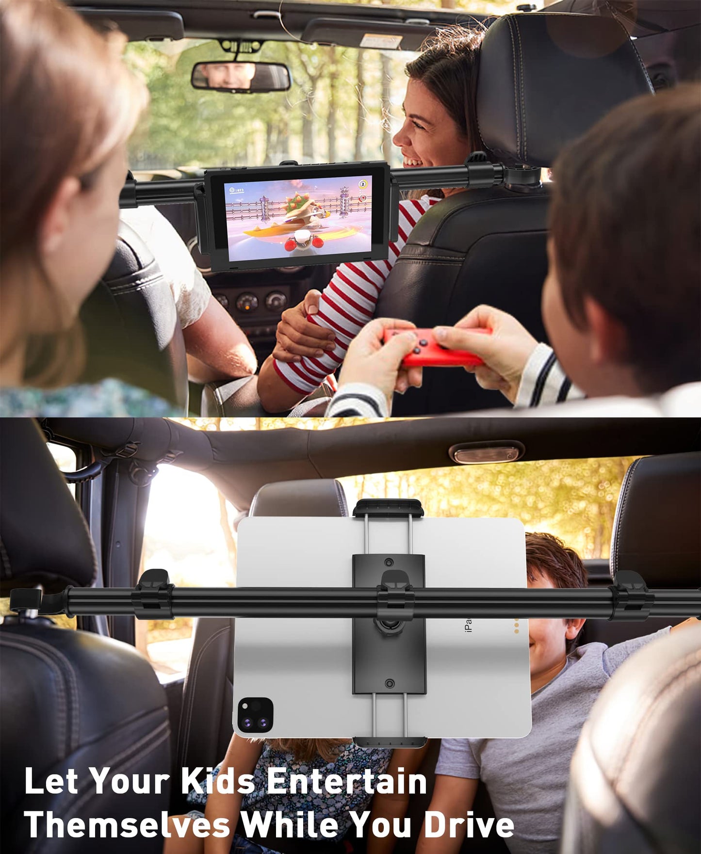 Car Tablet Holder Mount for iPad: Tryone Headrest Tablet Stand for Car Back Seat Compatible with iPad Pro Air Mini | Galaxy Tab | Kindle Fire HD | Switch OLED or Other 4.7-16.1" Devices